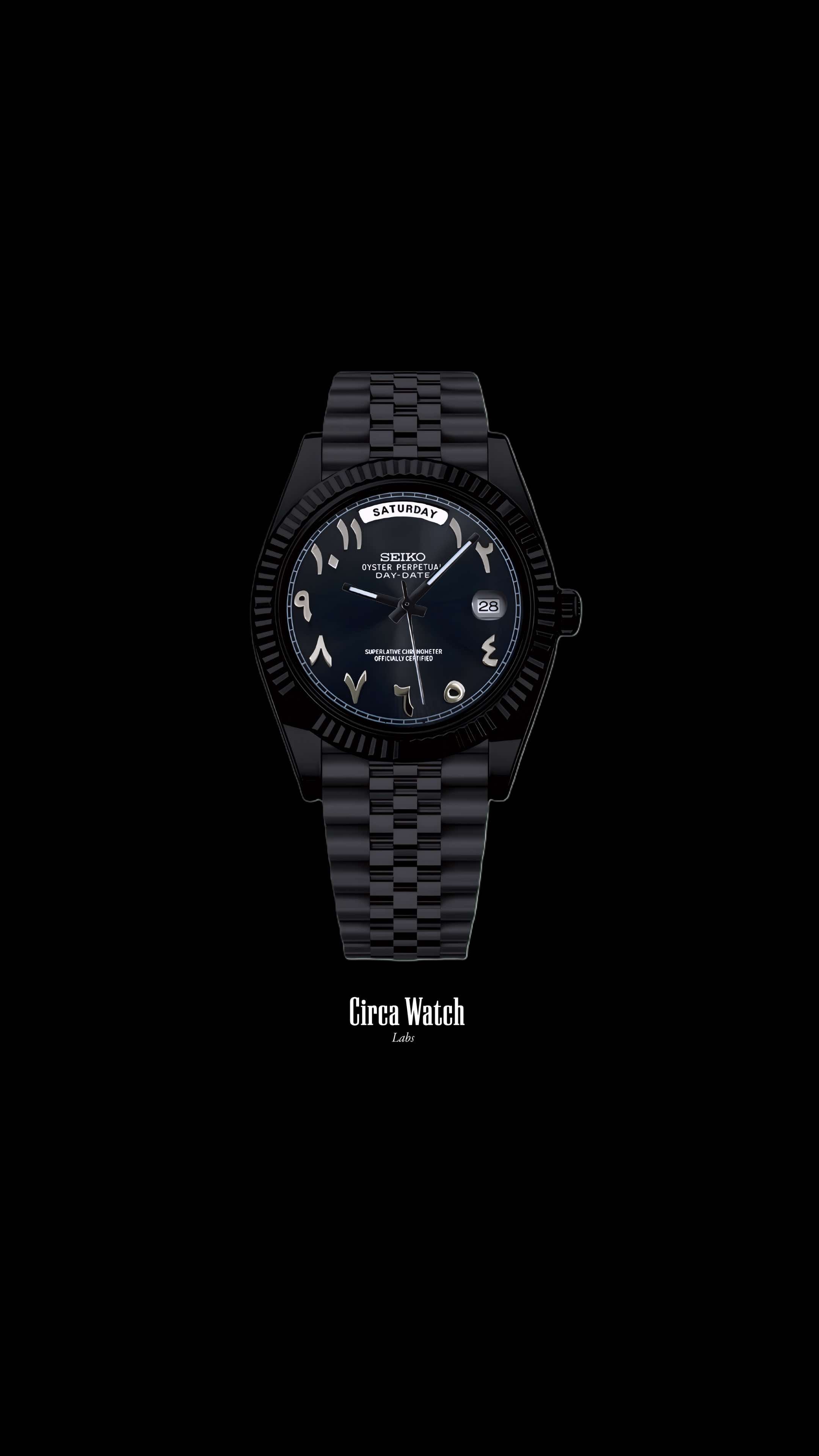 Seikojust mod daydate triple black arabic automatic watch