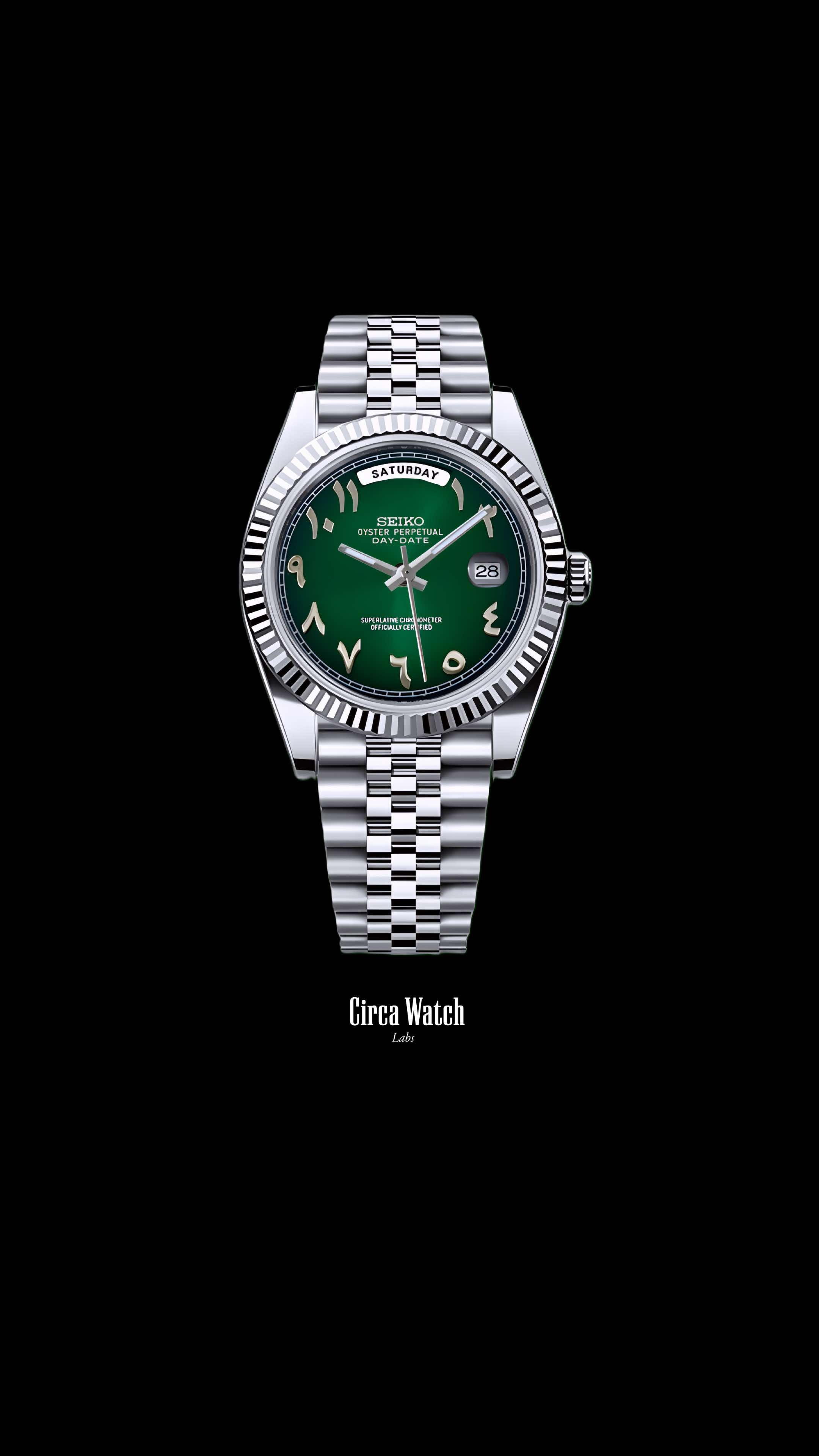 Seikojust mod daydate dark green arabic automatic watch