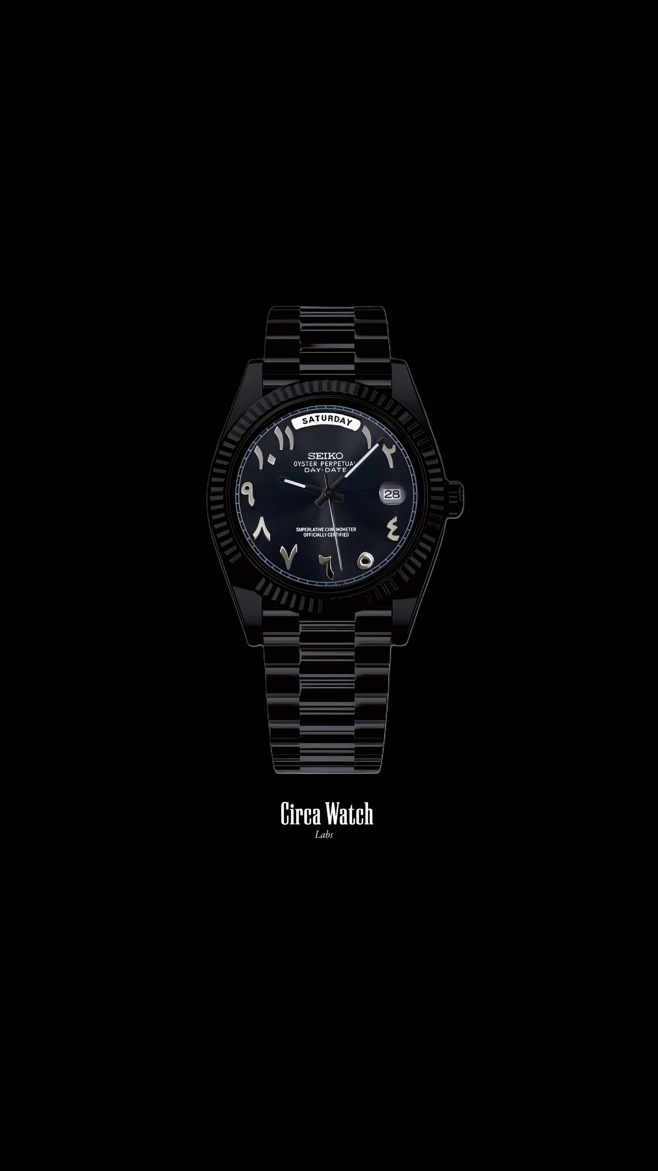 Seikojust mod daydate triple black arabic automatic watch