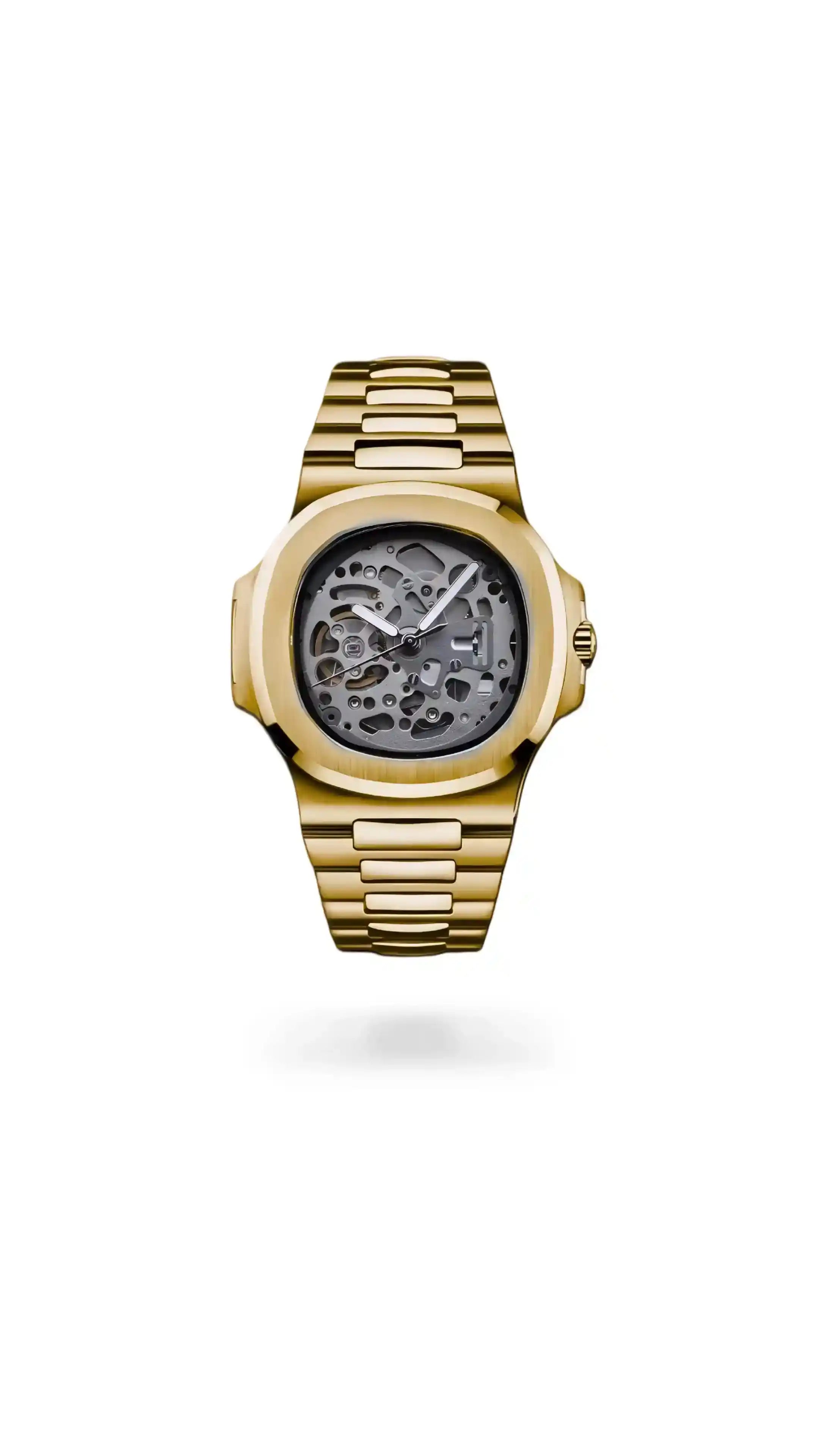 Seikonautilus mod skeleton watch yellow gold