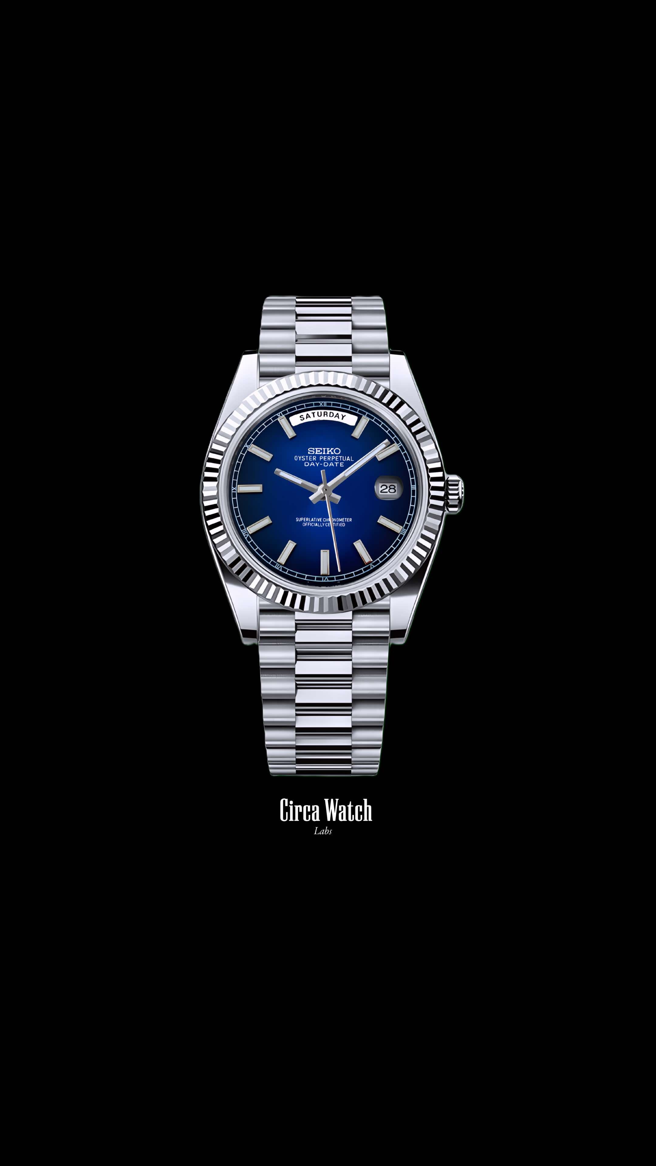 Seikojust mod daydate dark blue automatic watch