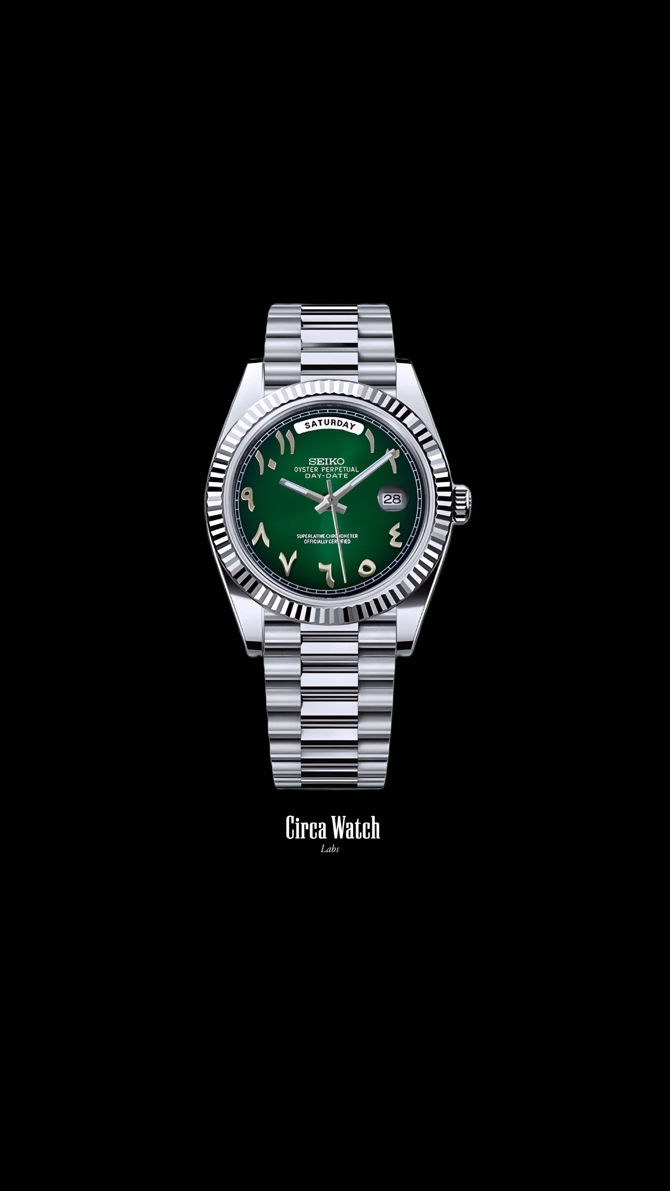 Seikojust mod daydate dark green arabic automatic watch