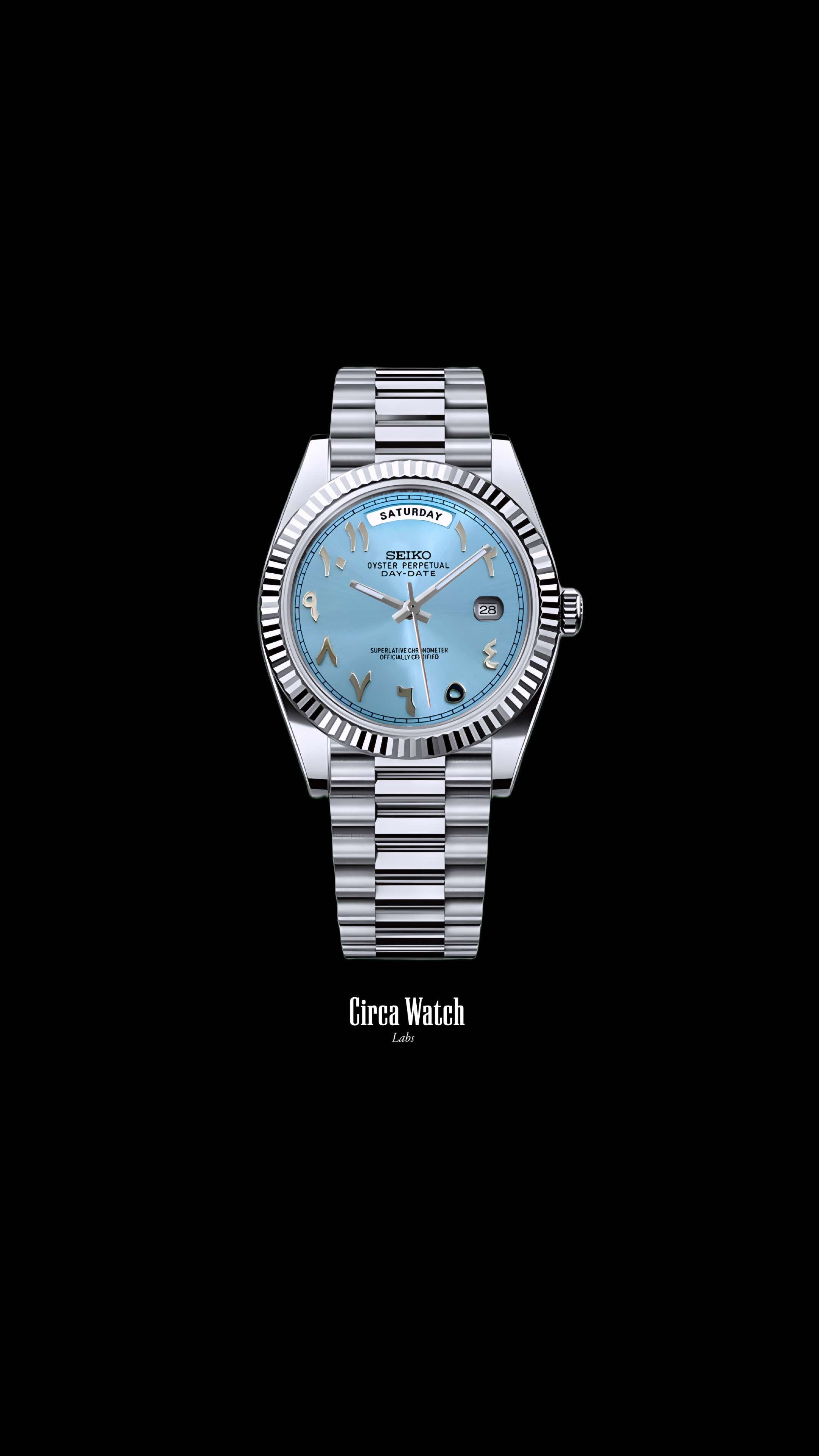 Seikojust mod daydate ice blue arabic automatic watch