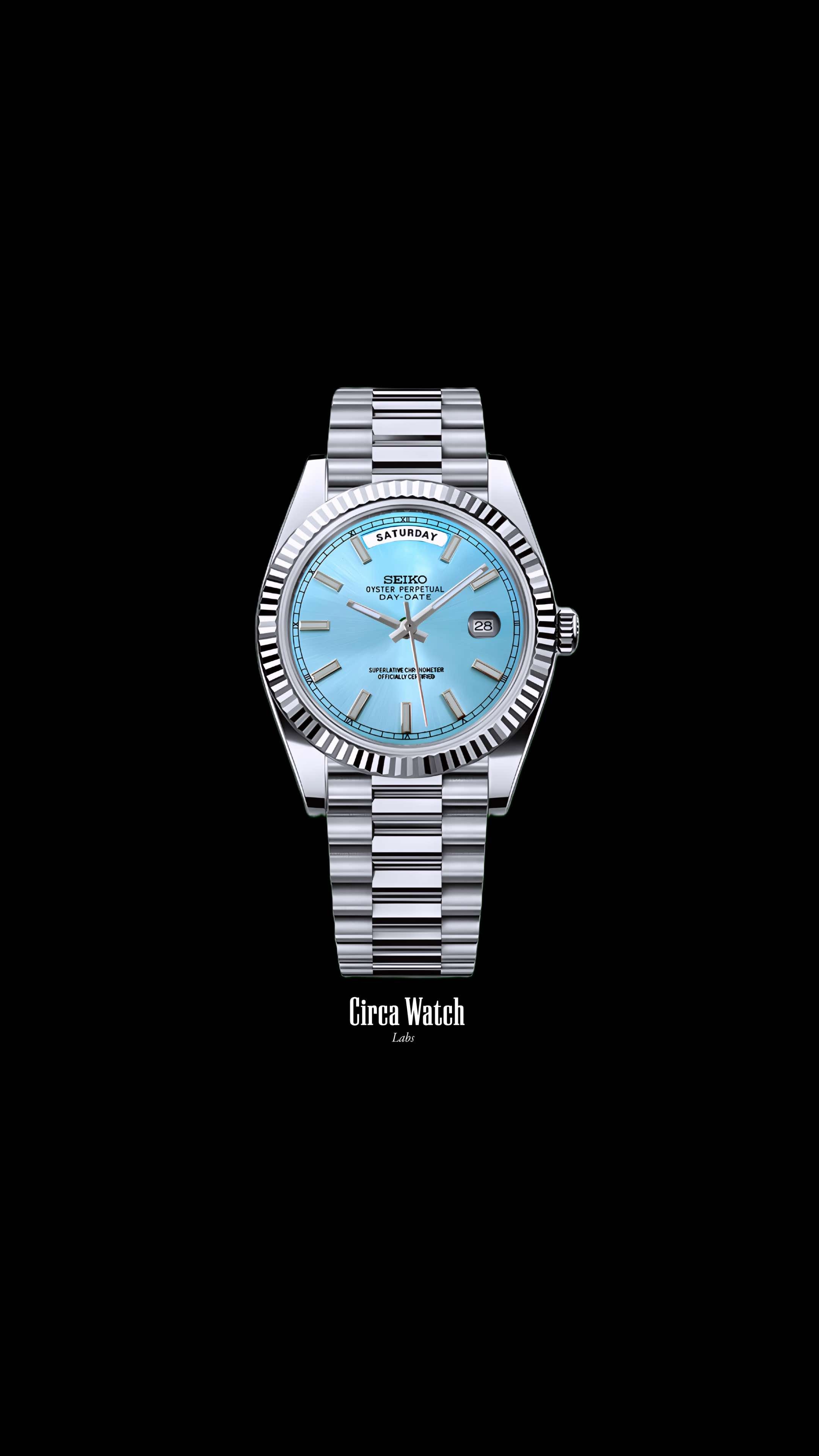 Seikojust mod daydate ice blue automatic watch