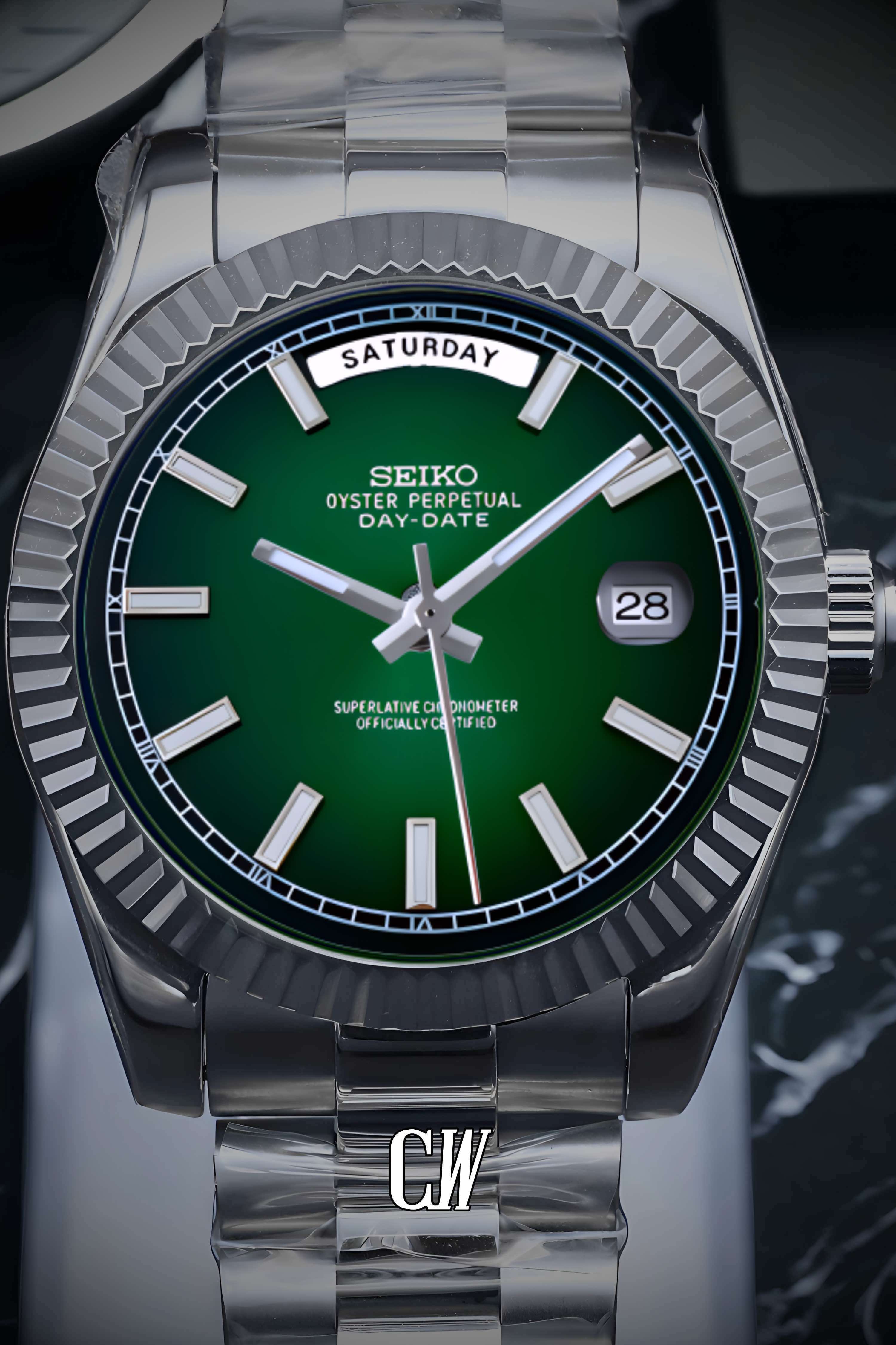 Seikojust mod daydate dark green automatic watch