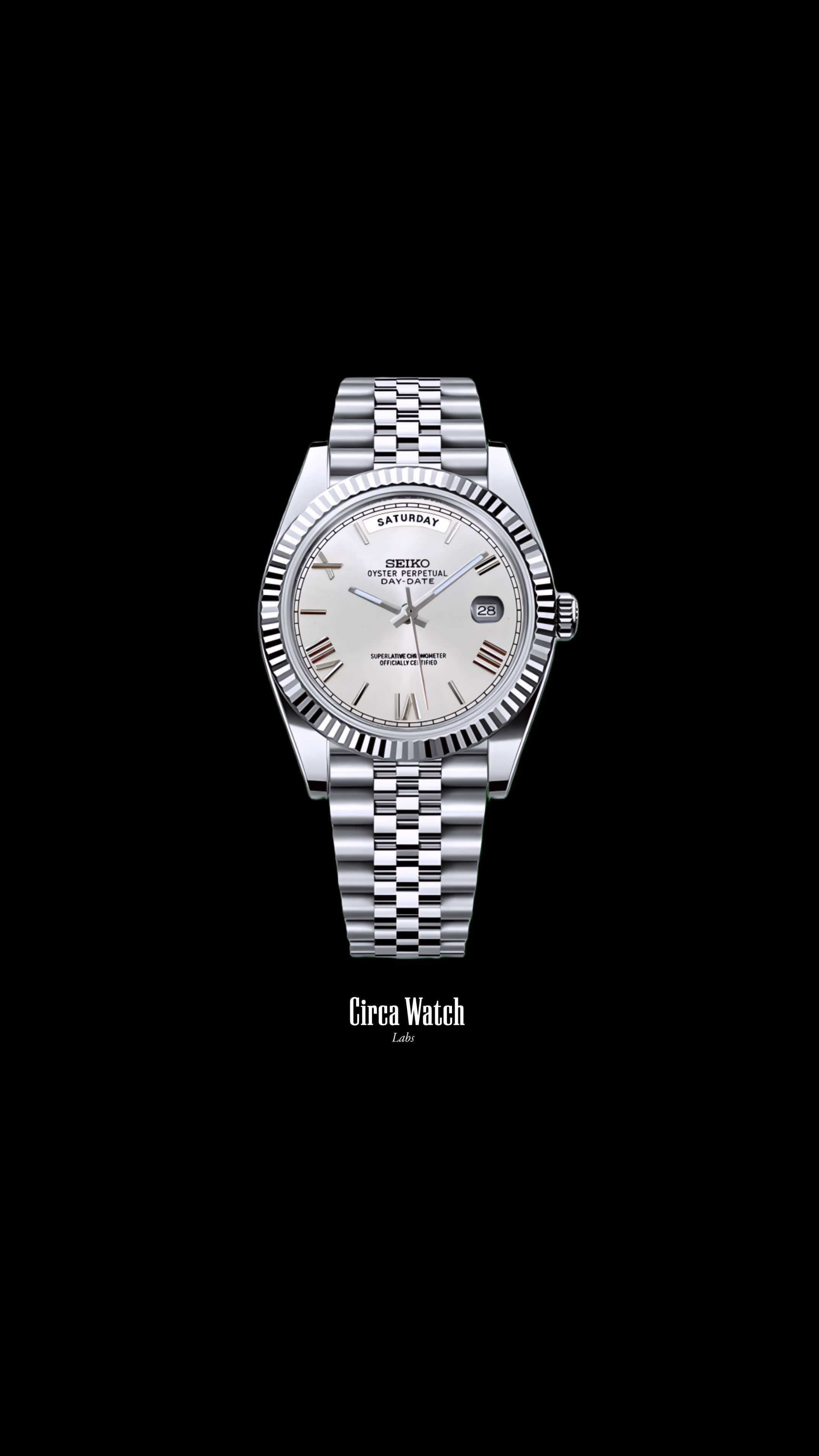 Seikojust mod daydate white roman numeral automatic watch