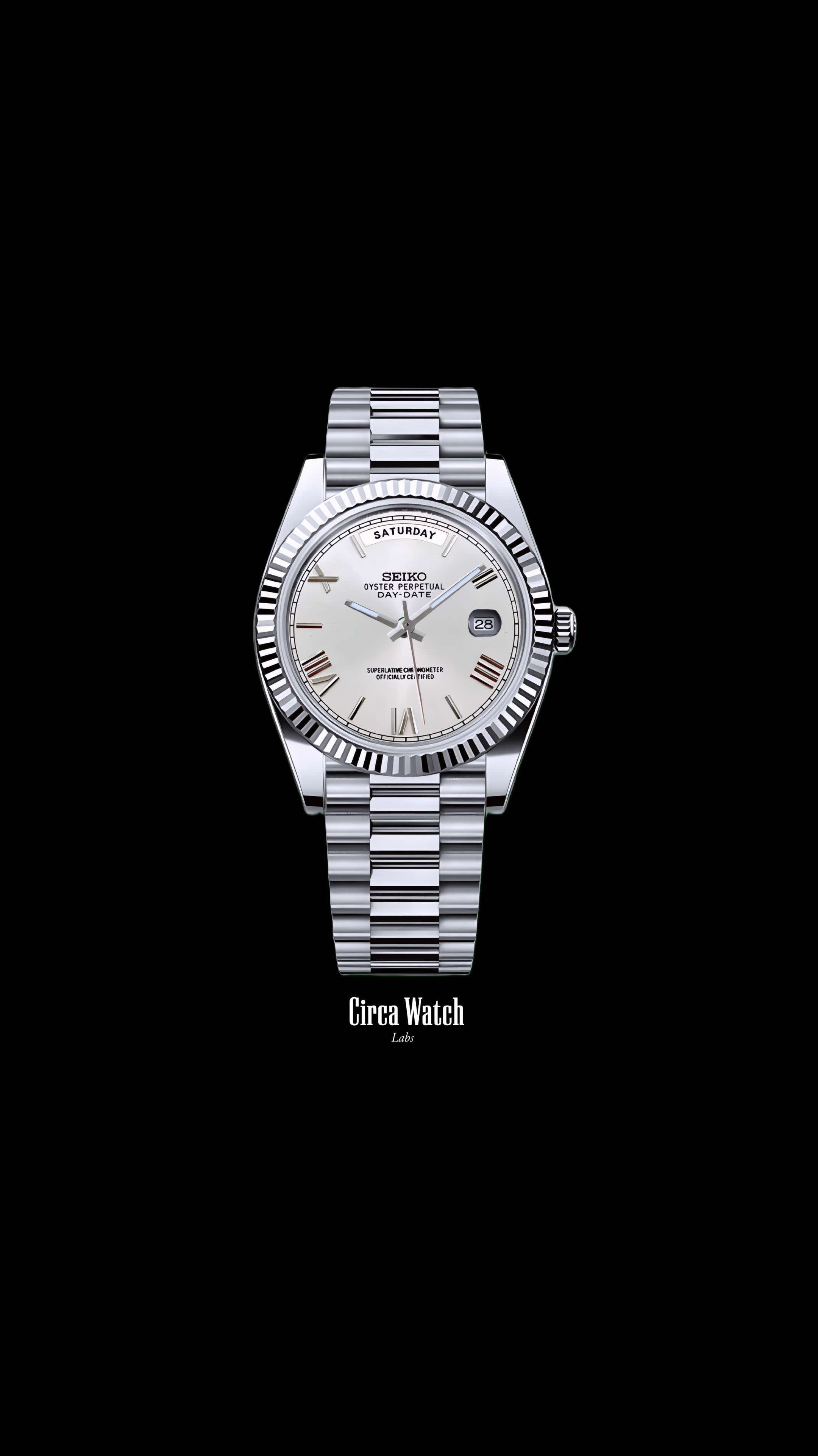 Seikojust mod daydate white roman numeral automatic watch