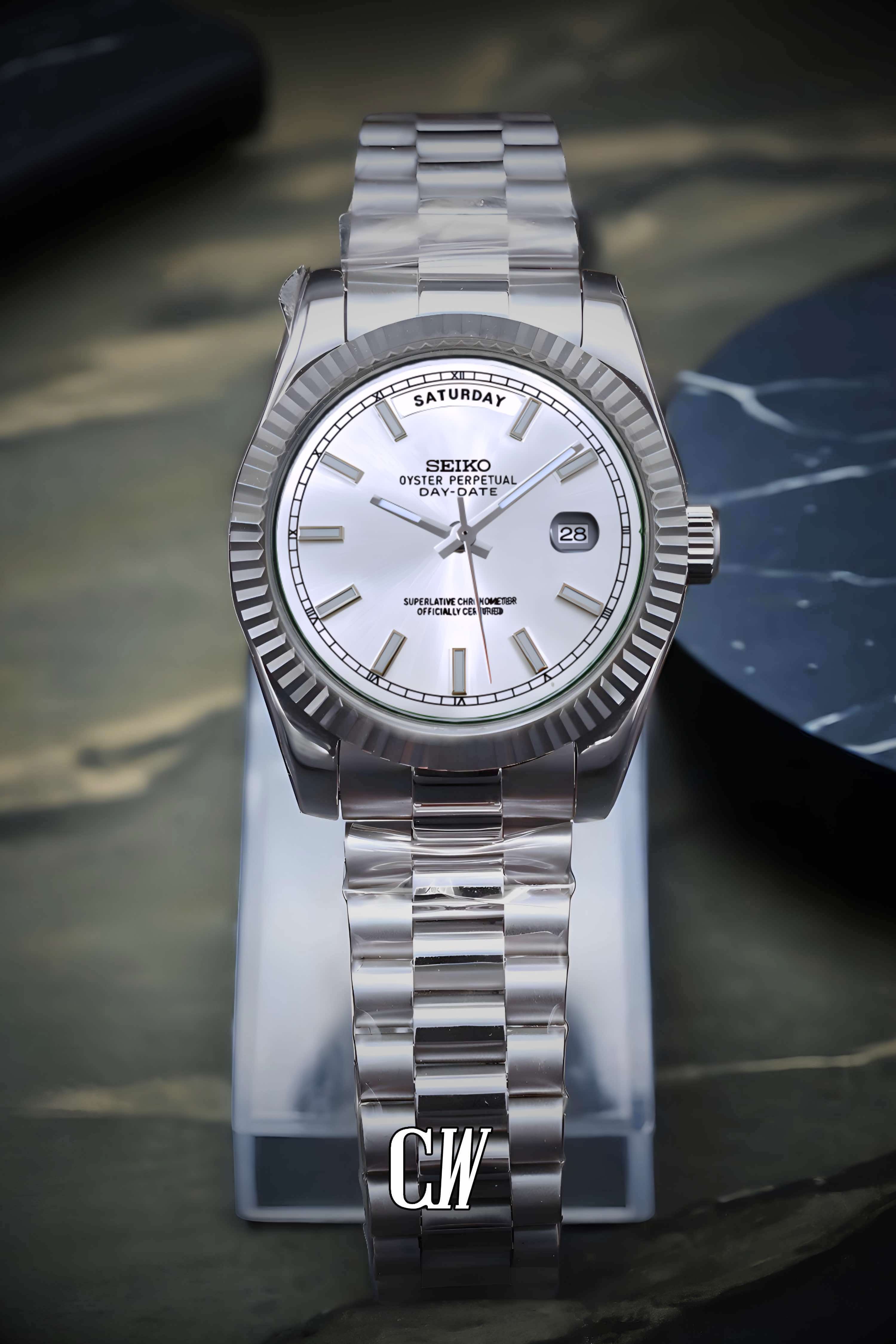 Seikojust mod daydate white automatic watch