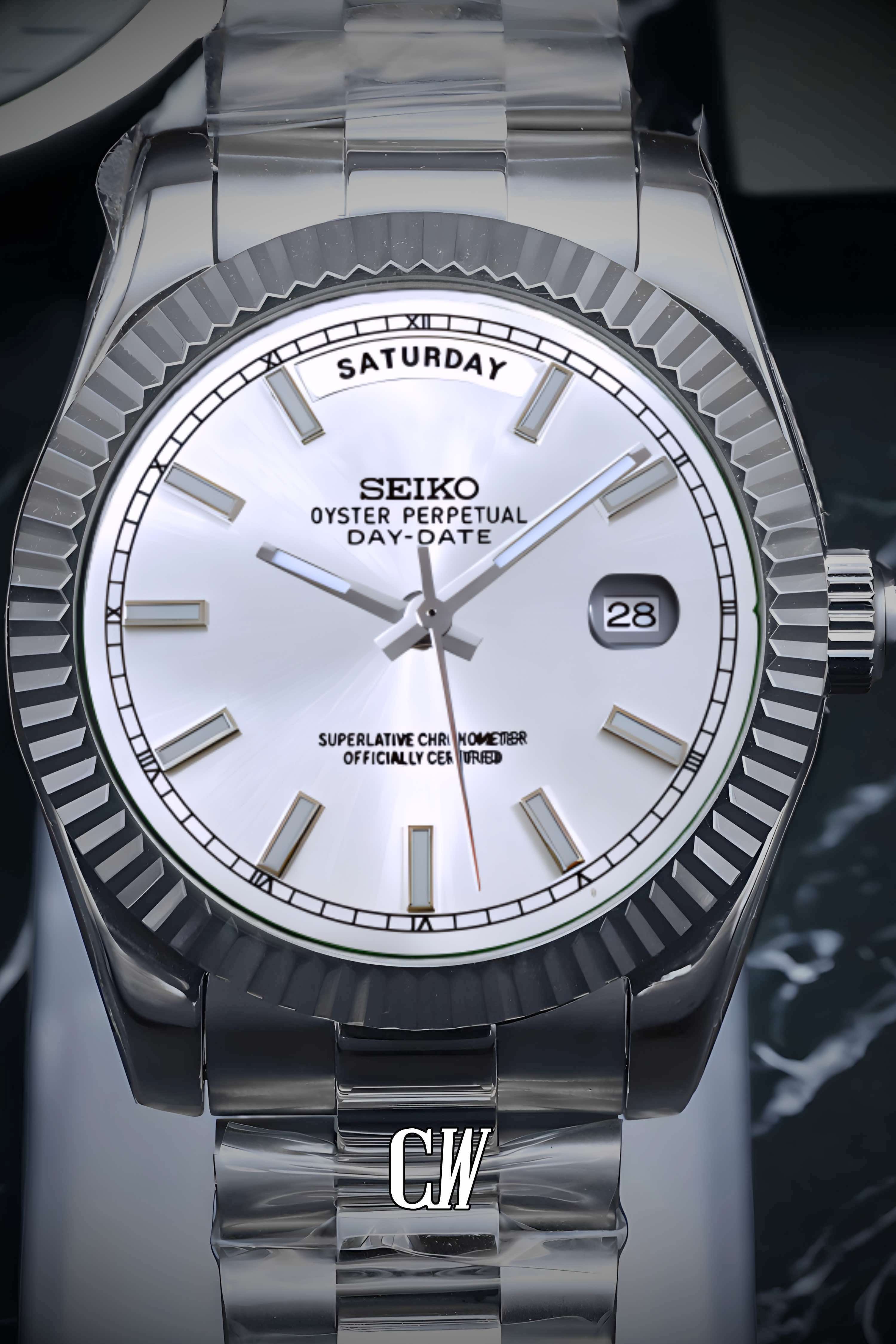 Seikojust mod daydate white automatic watch