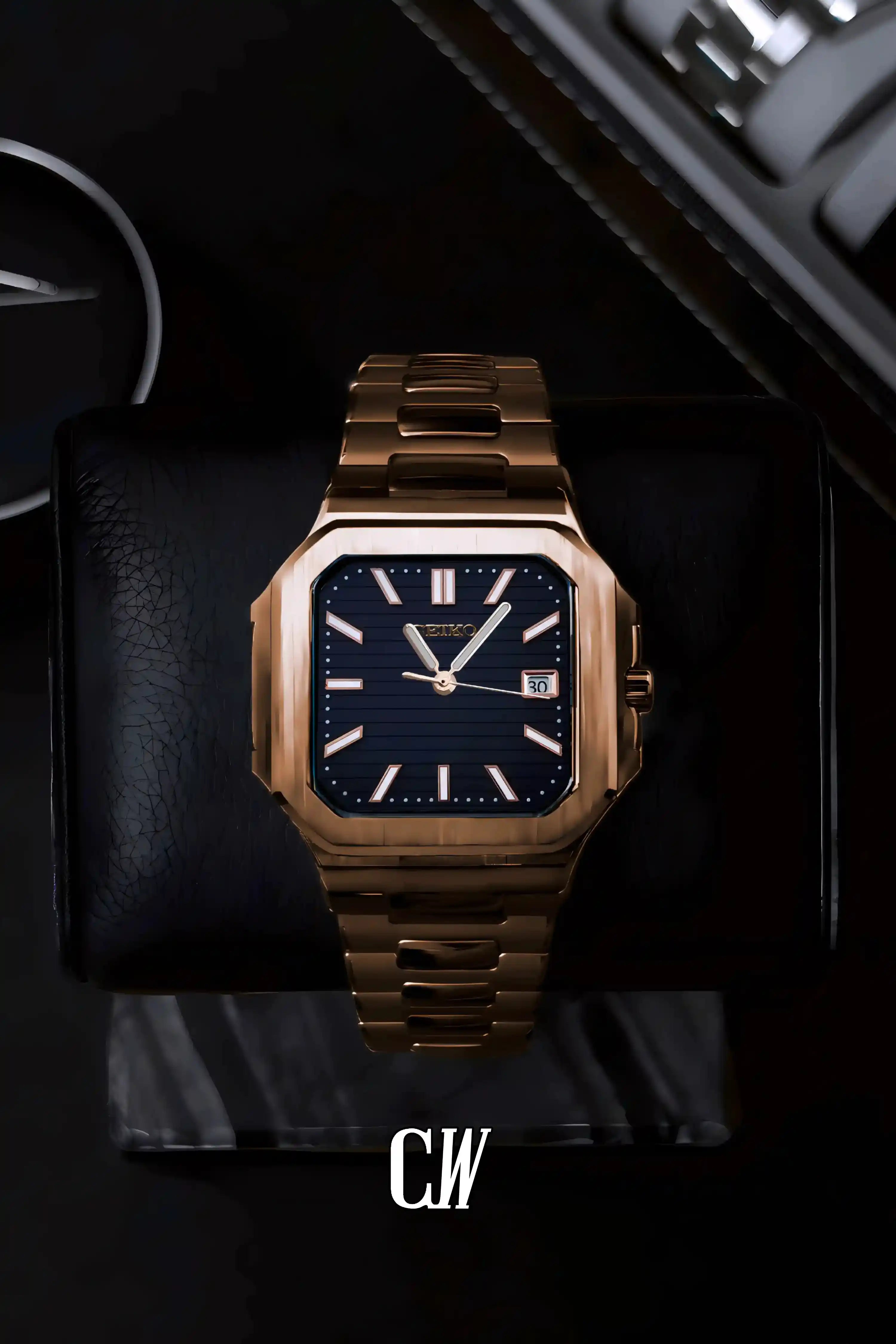 Seikocubitus mod watch rose gold black