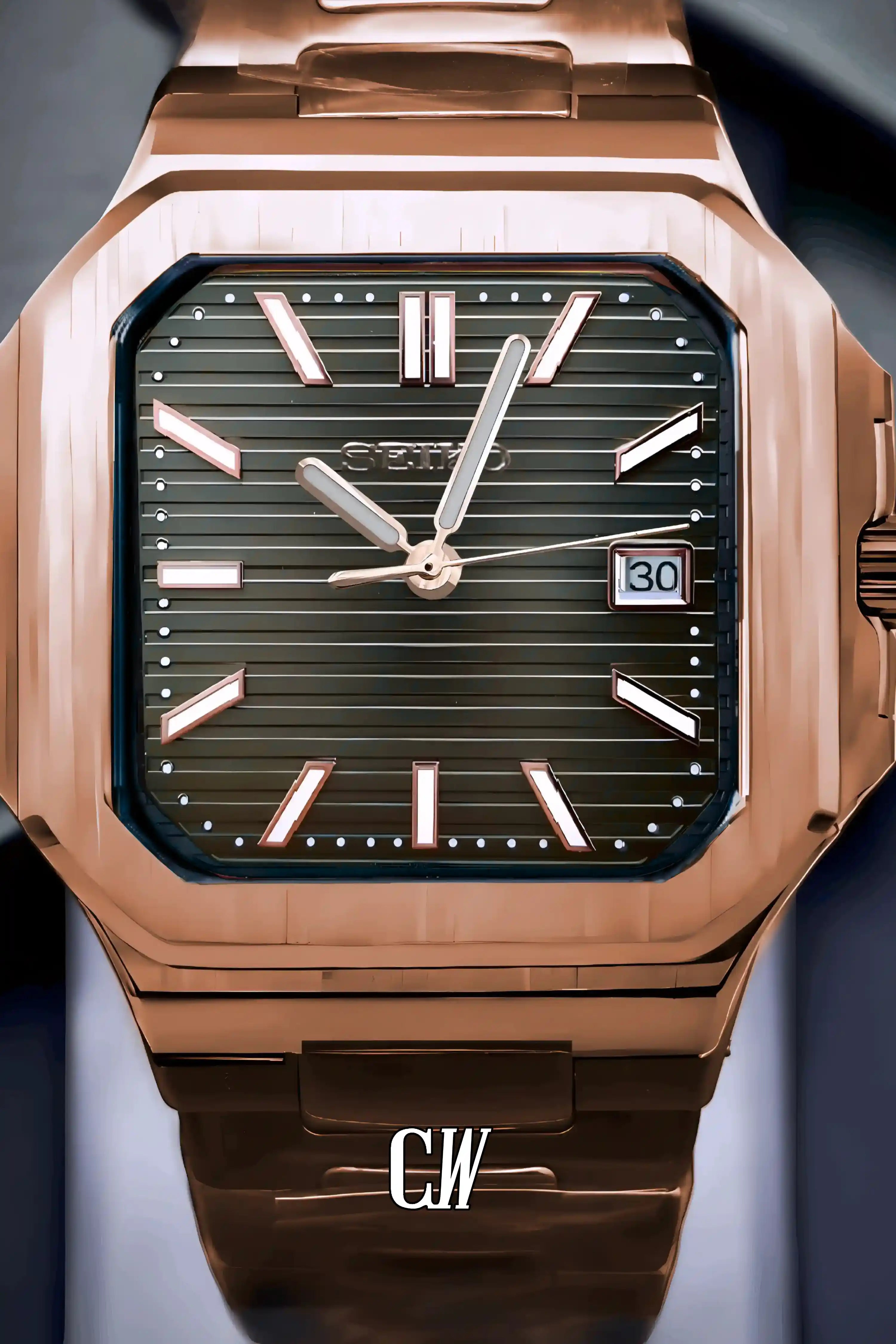 Seikocubitus mod watch rose gold olive green