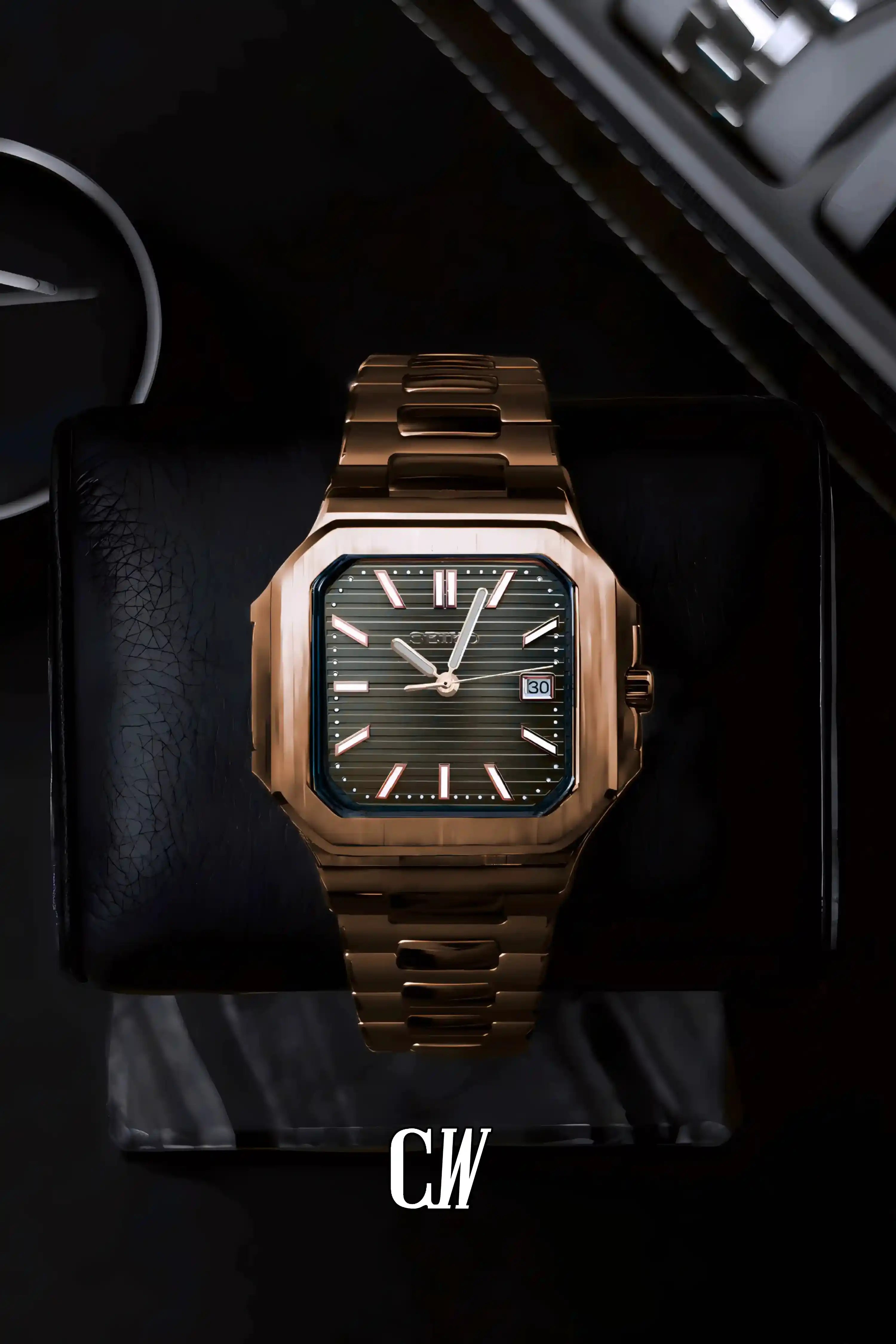 Seikocubitus mod watch rose gold olive green