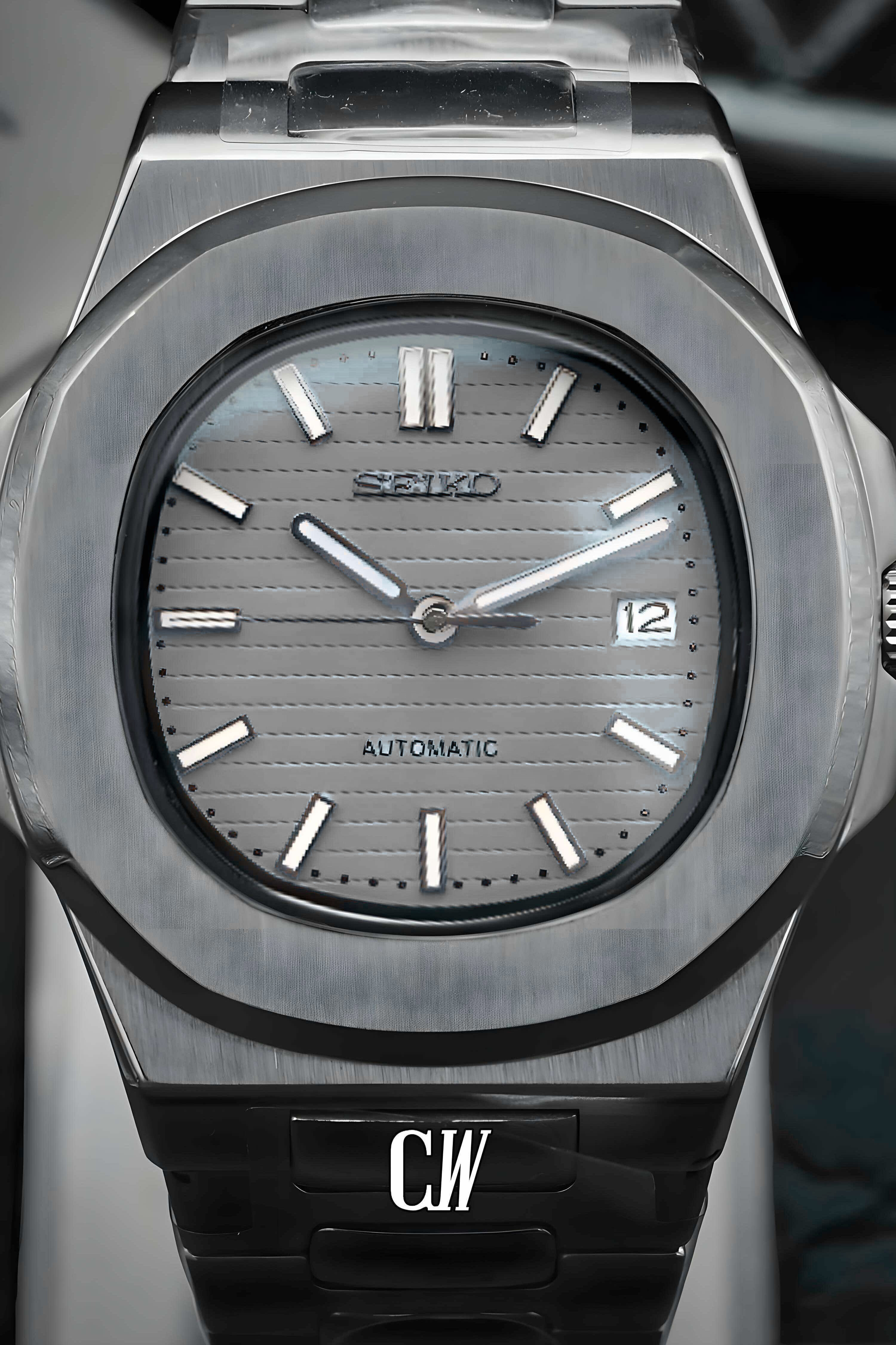 Seikonautilus mod watch grey silver