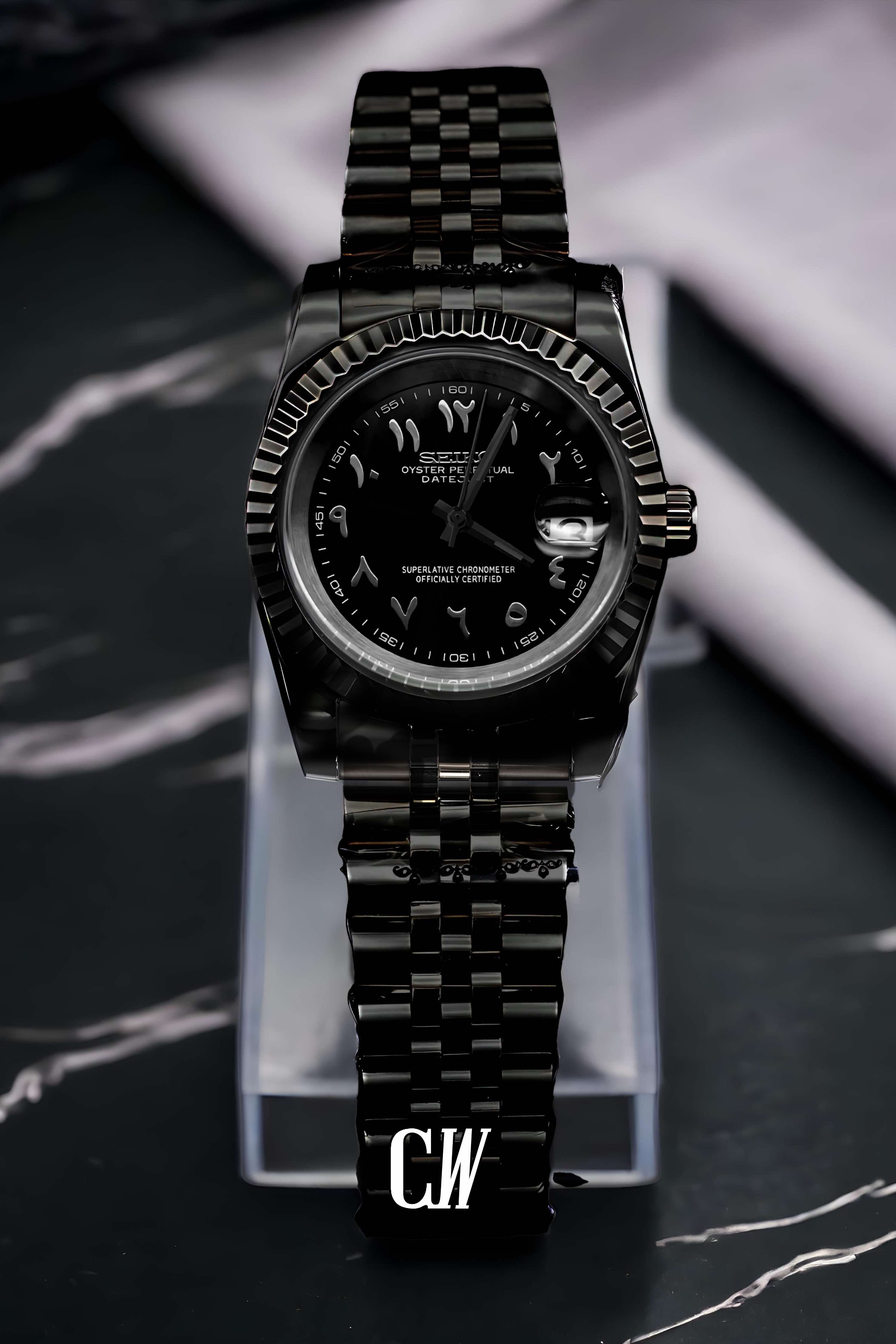 Seikojust mod watch 'Triple Black' arabic