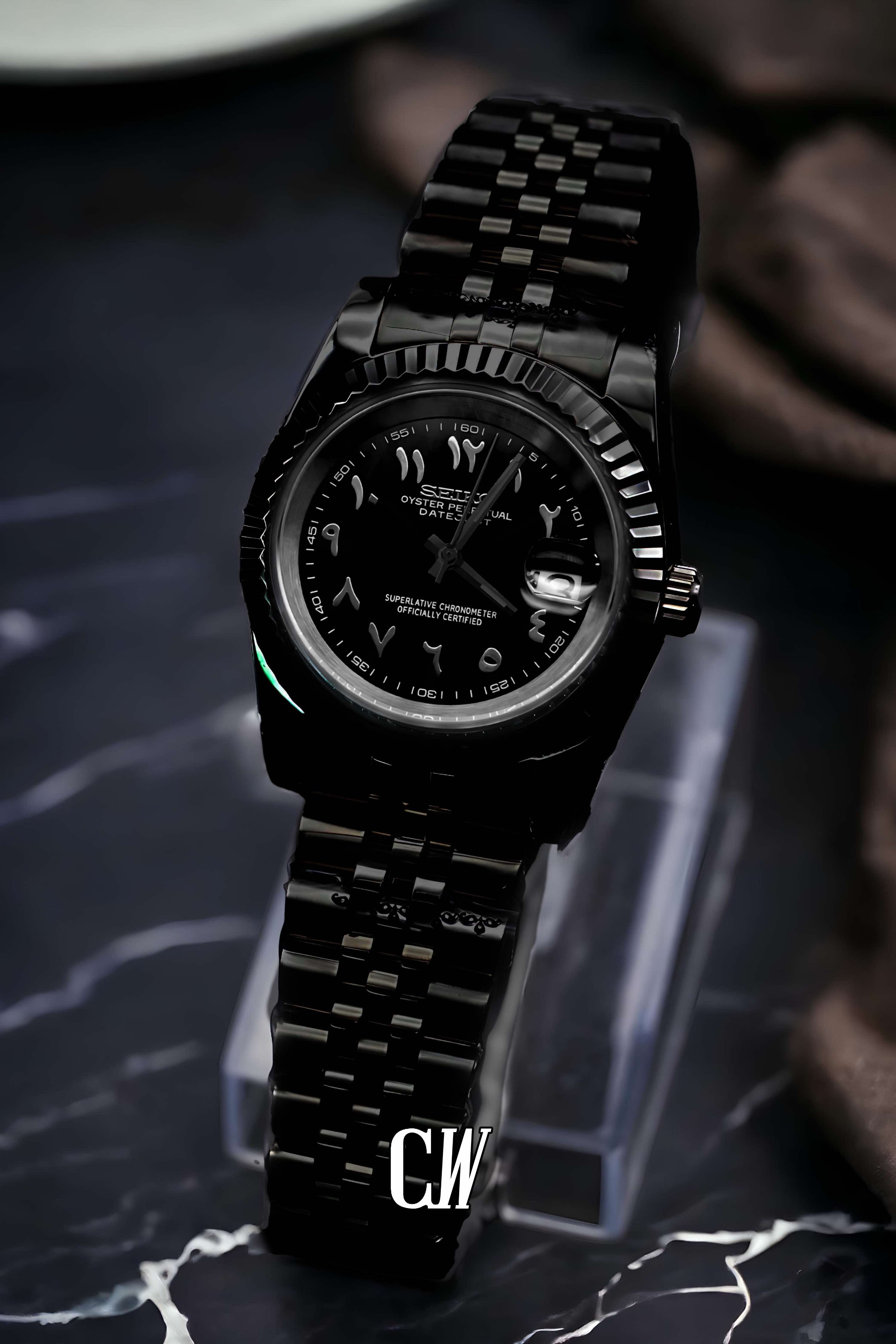 Seikojust mod watch 'Triple Black' arabic