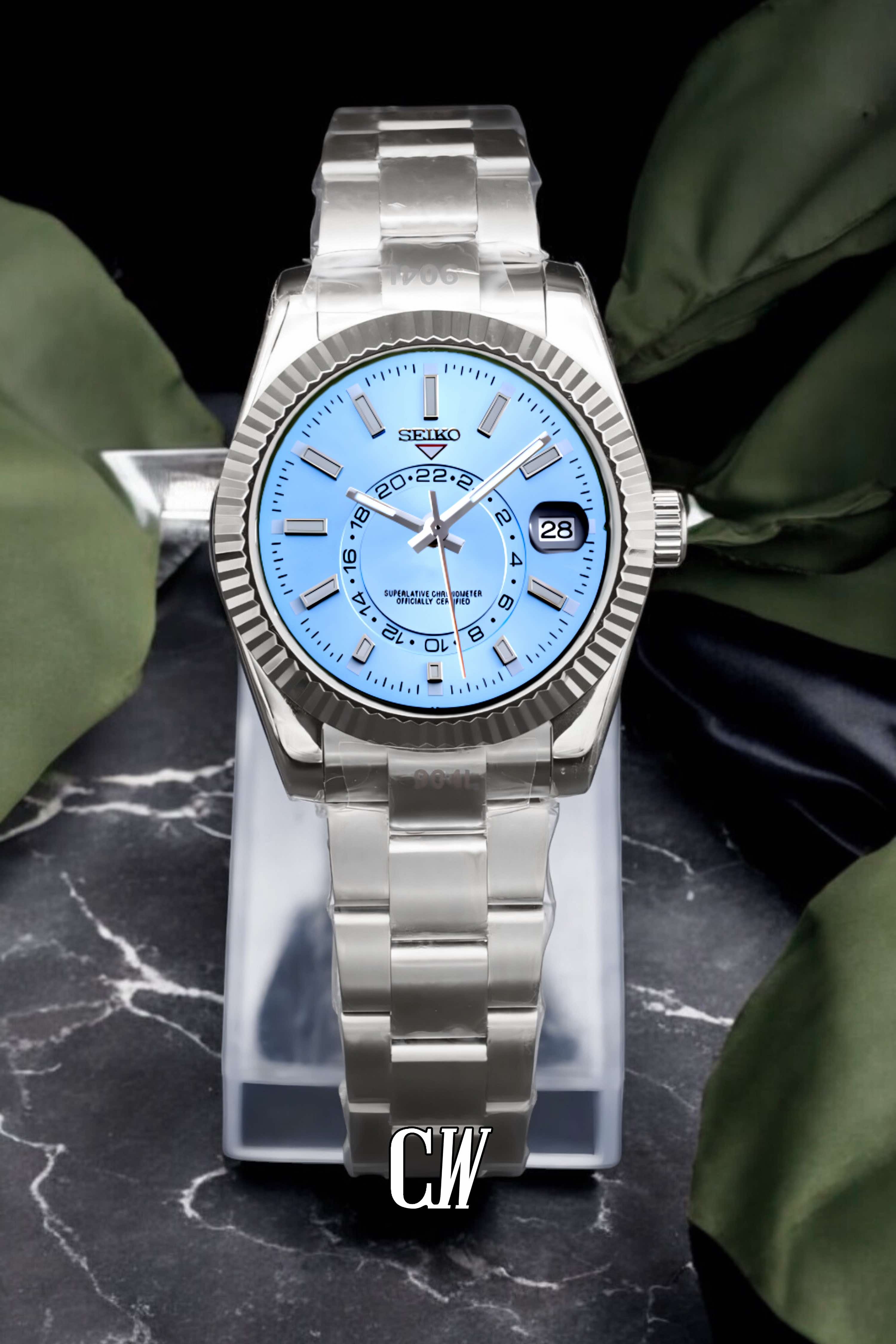 Seikojust mod skydweller watch ice blue