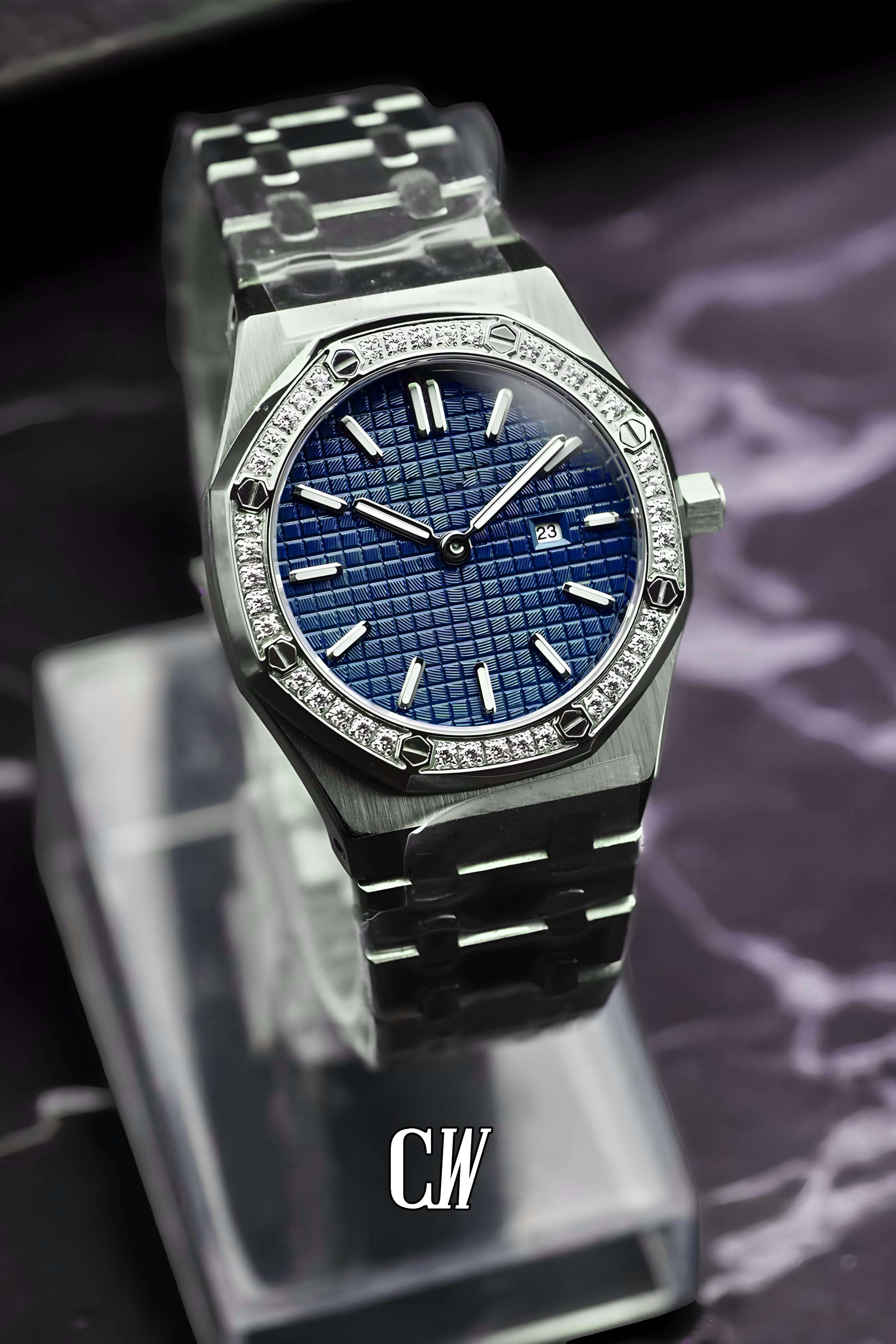 Ladies mod Royal Seikoak watch iced 'blue'