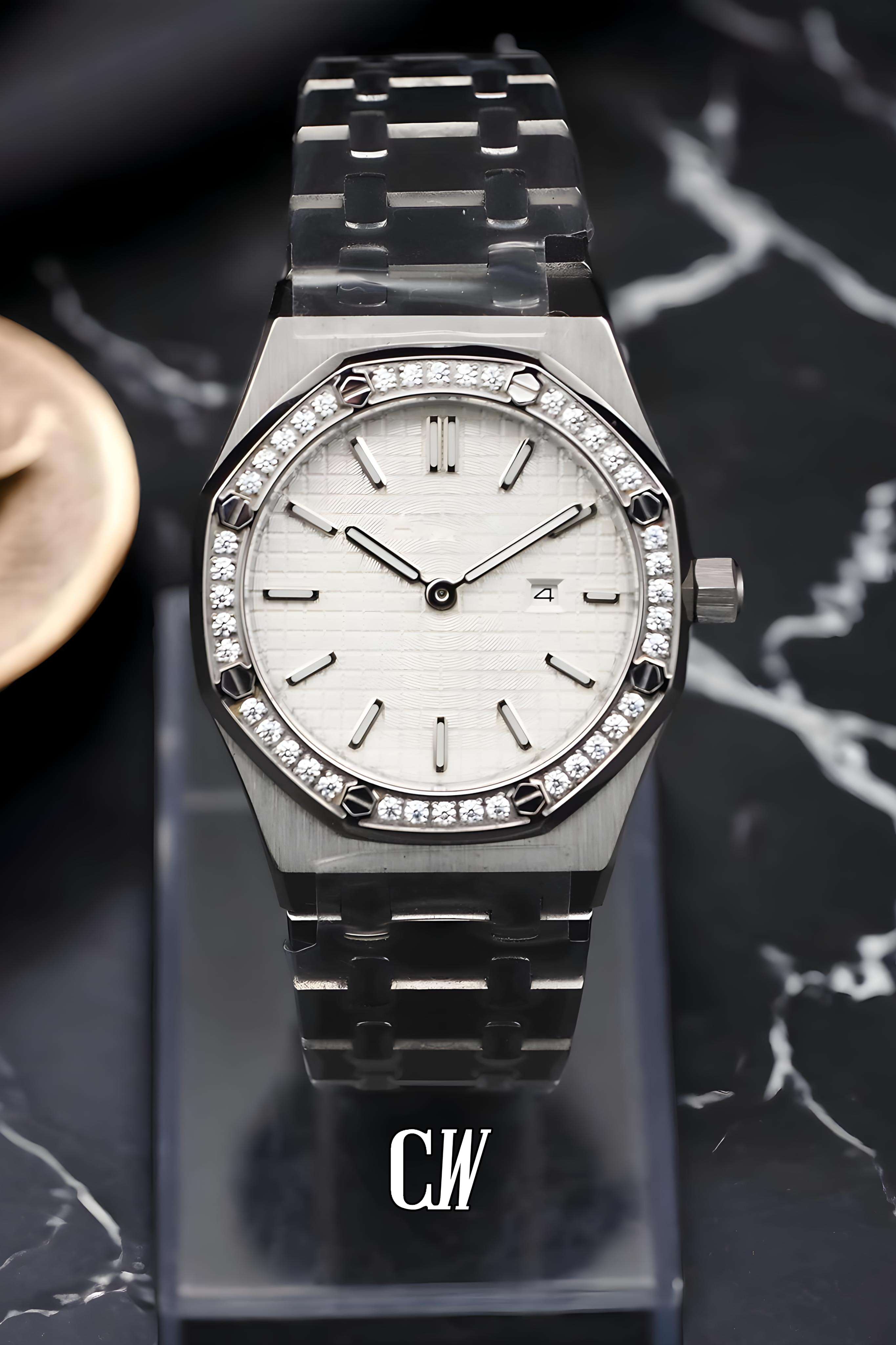 Ladies mod Royal Seikoak watch iced 'white'