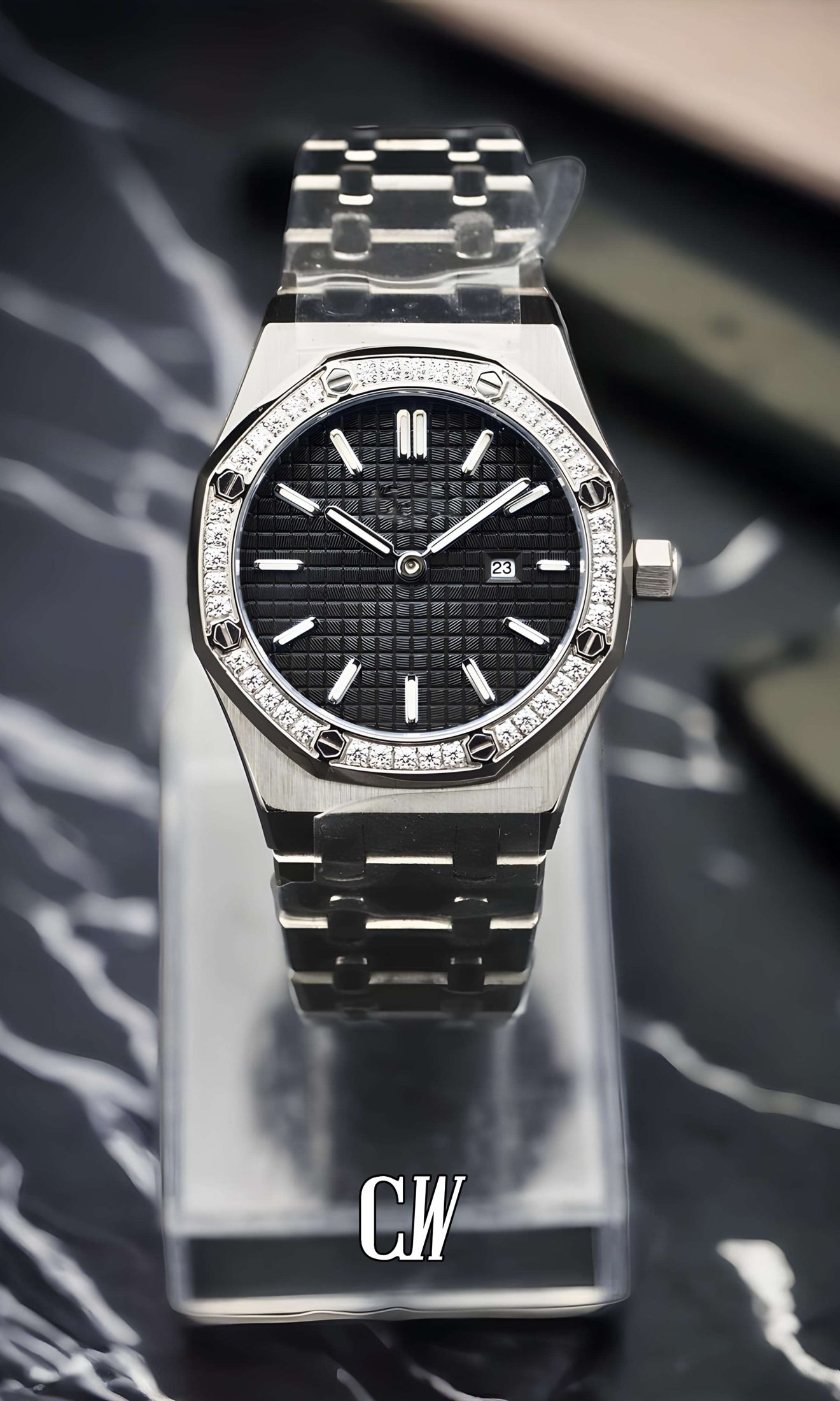 Ladies mod oak watch iced 'black'-Circa Watch Labs