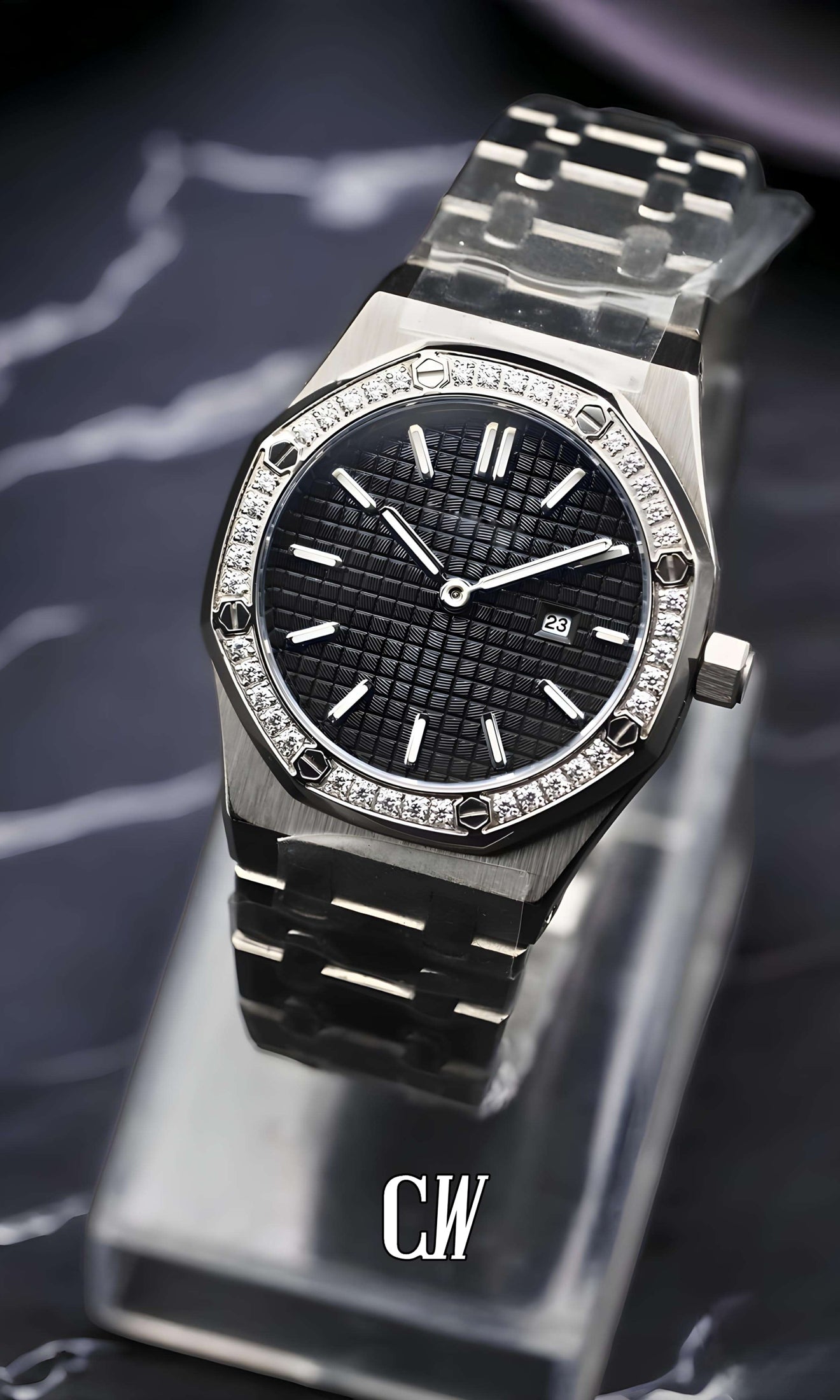 Ladies mod oak watch iced 'black'-Circa Watch Labs
