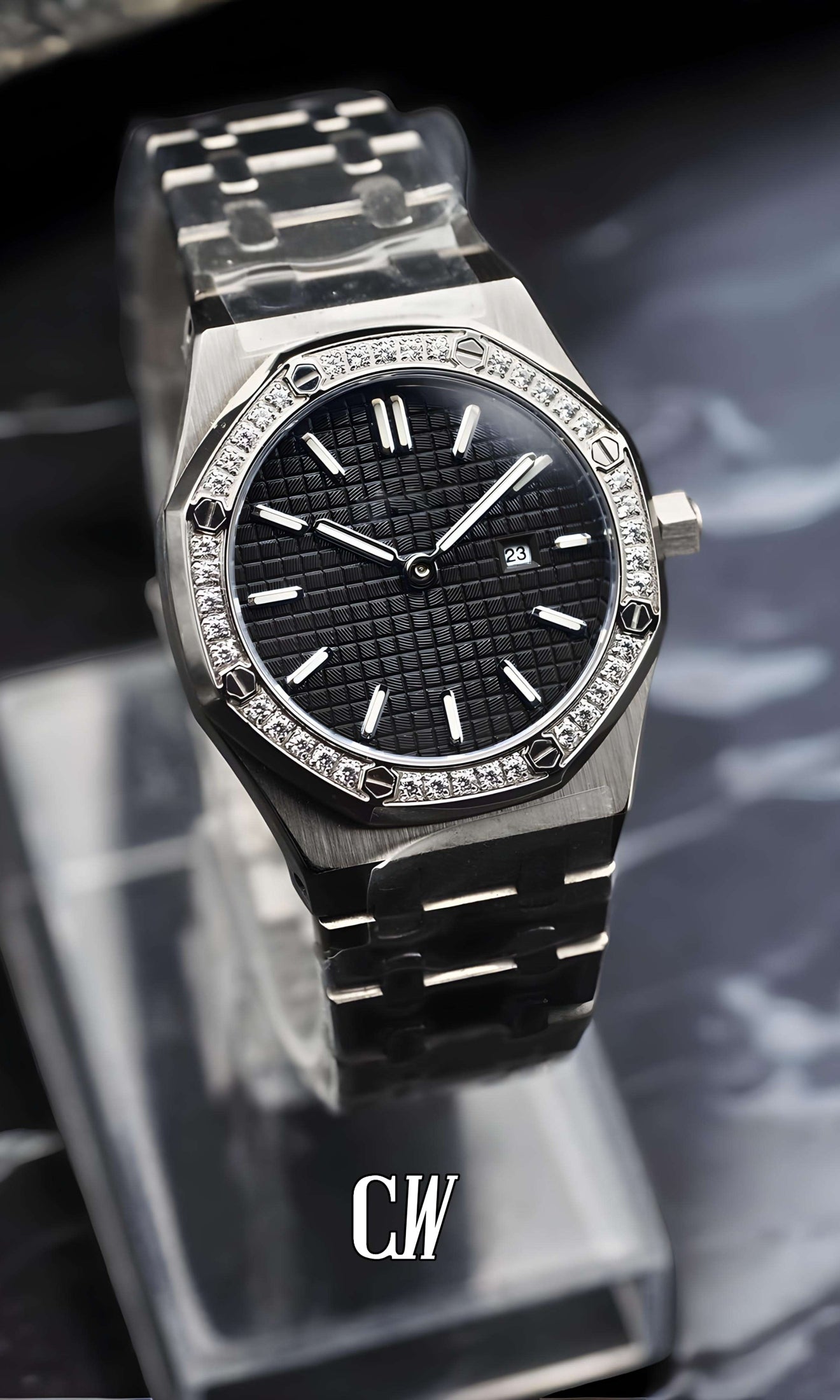 Ladies mod oak watch iced 'black'-Circa Watch Labs