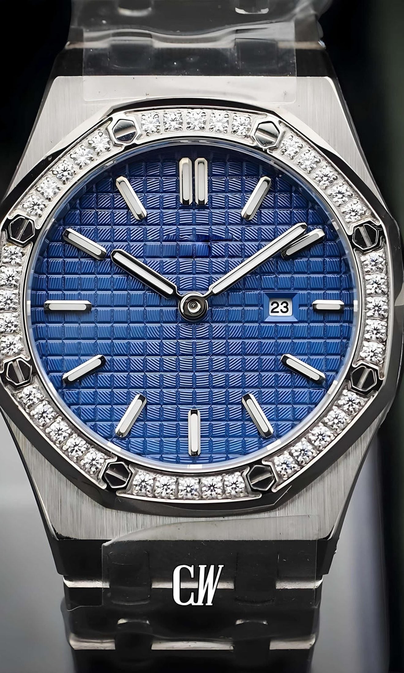 Ladies mod oak watch iced 'blue'-Circa Watch Labs
