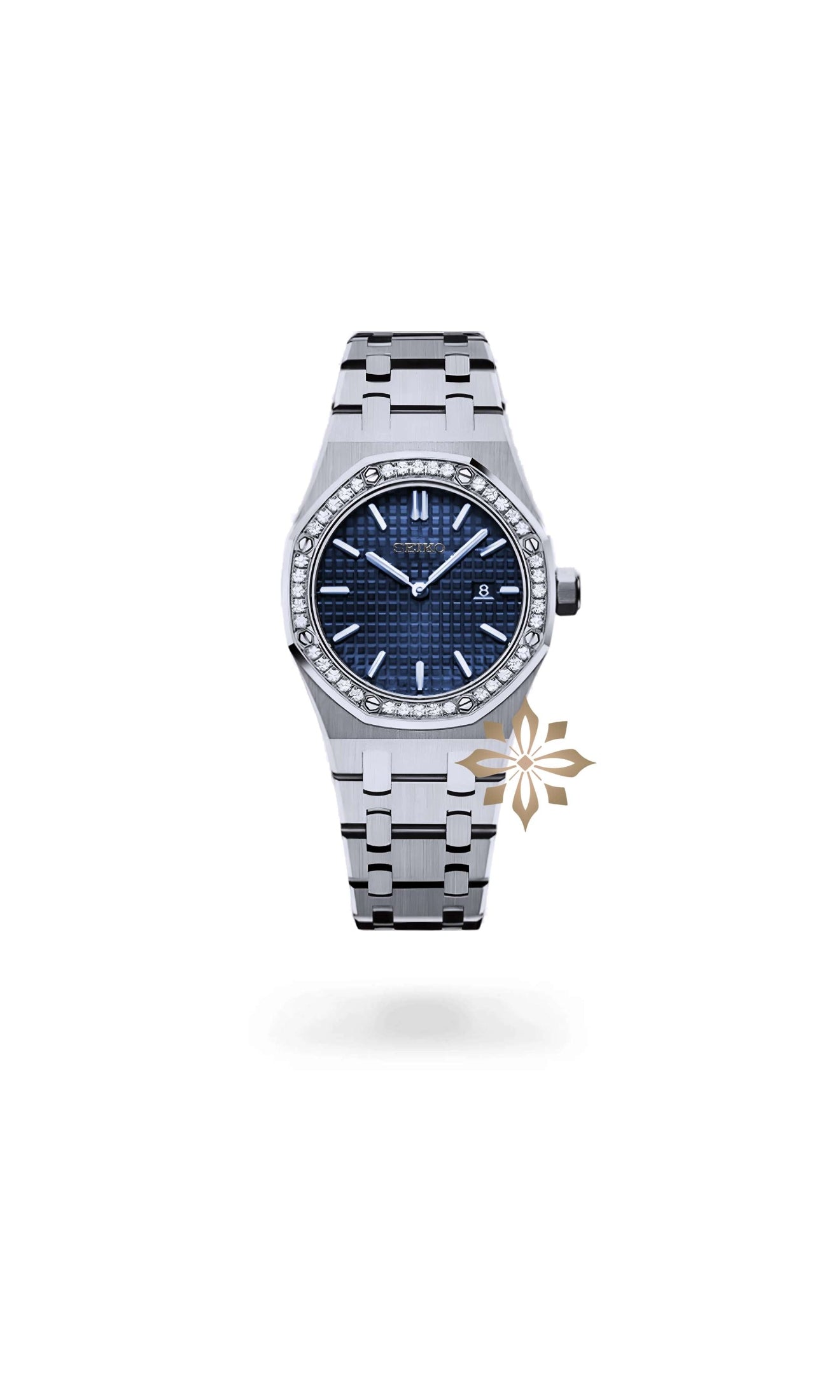 Ladies mod oak watch iced 'blue'-Circa Watch Labs