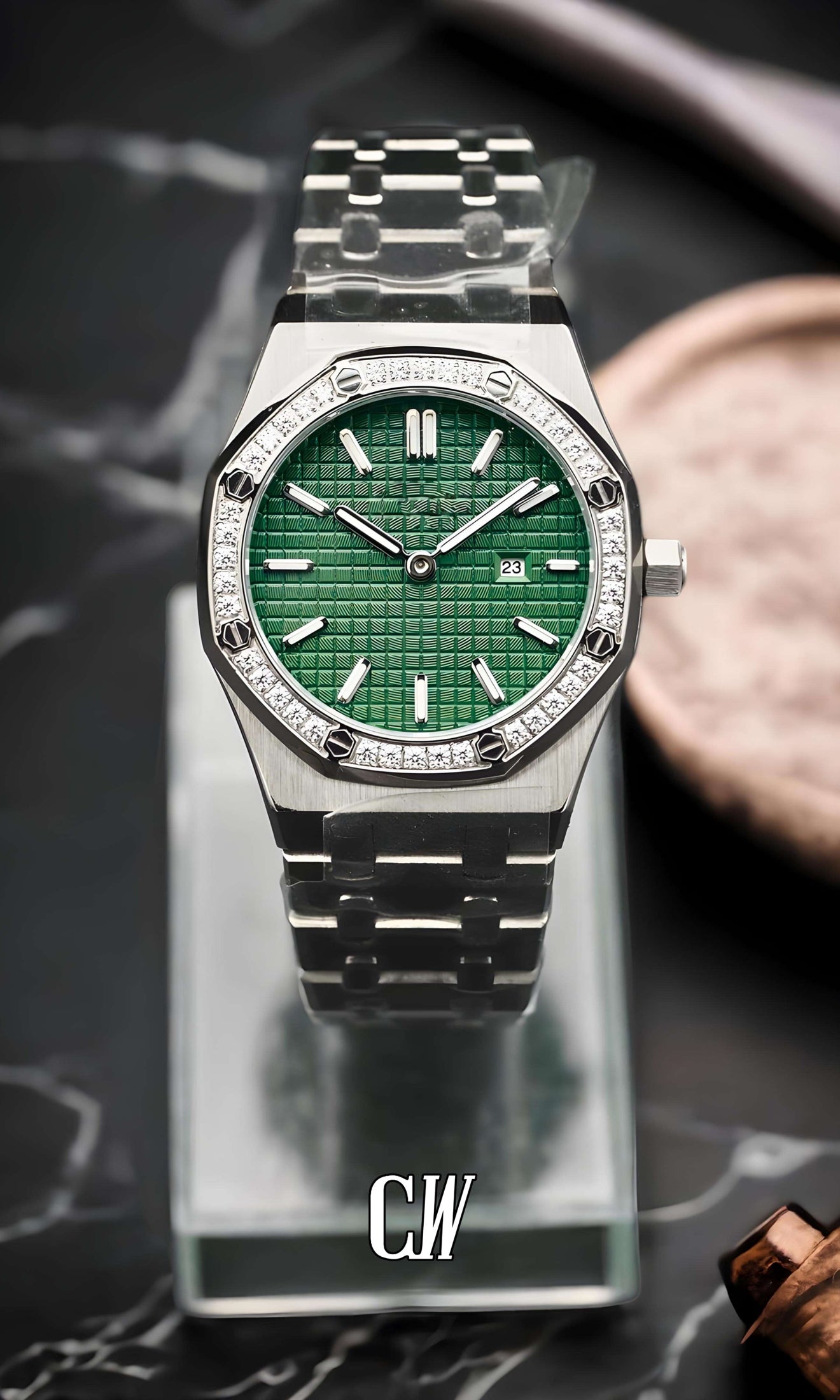 Ladies mod oak watch iced 'green'-Circa Watch Labs