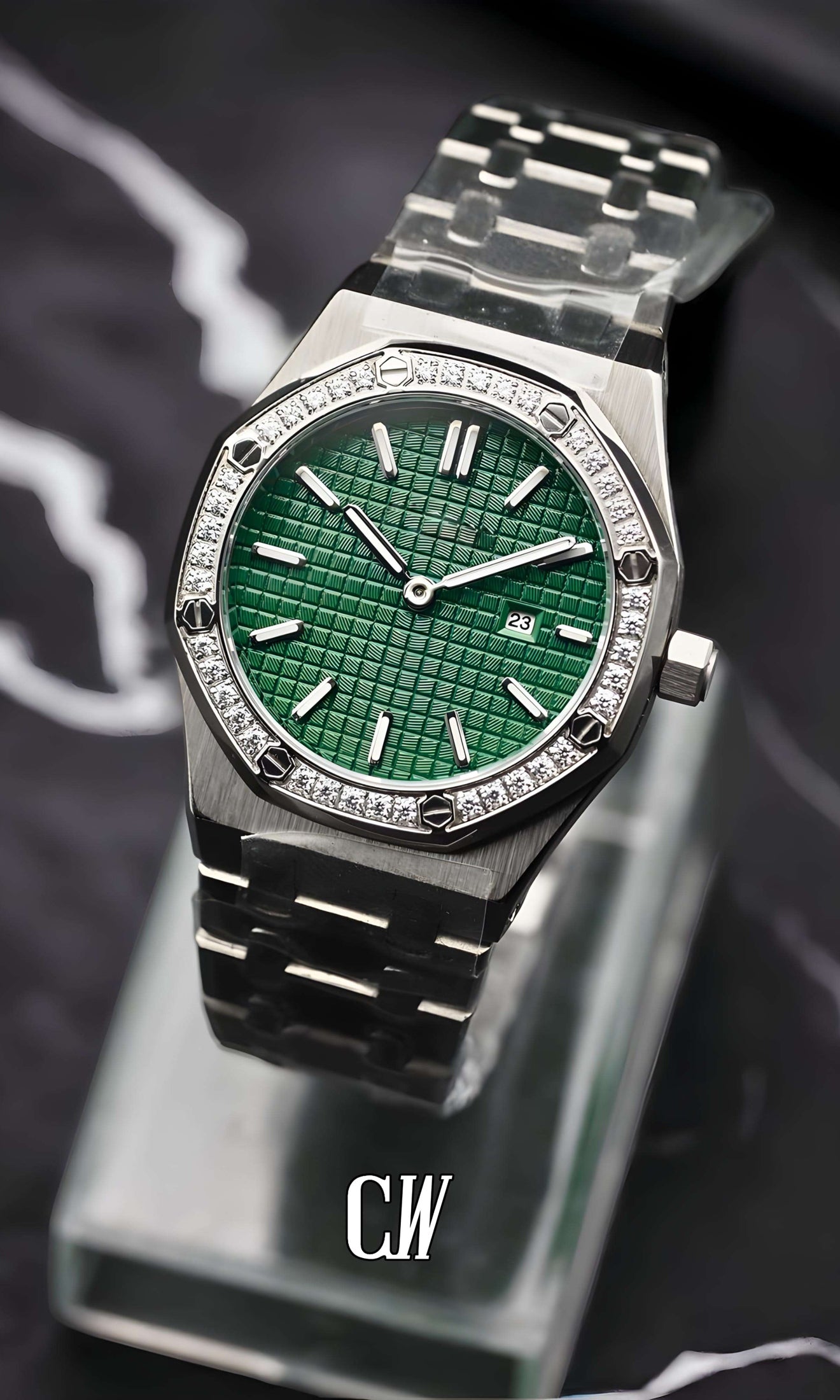Ladies mod oak watch iced 'green'-Circa Watch Labs
