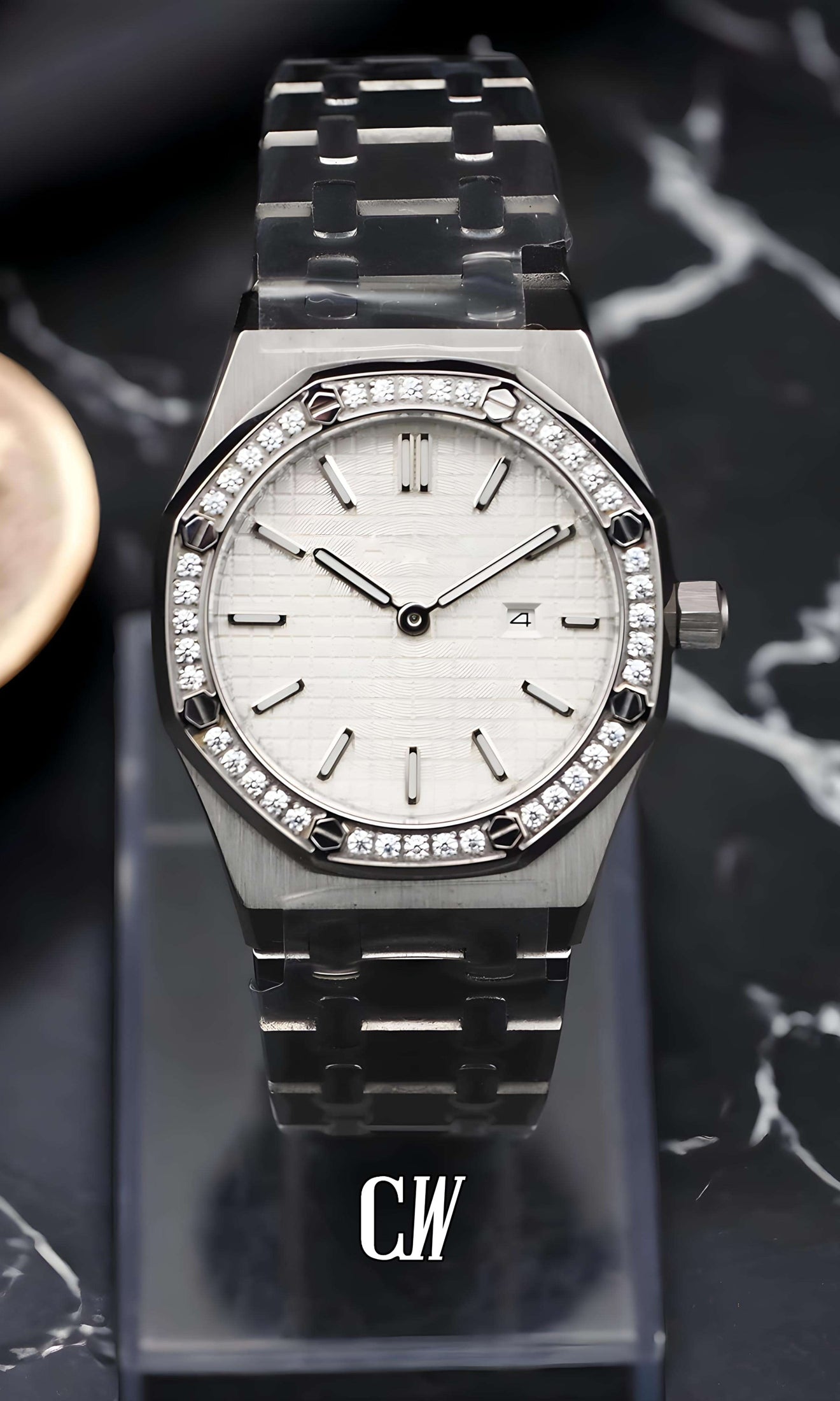 Ladies mod oak watch iced 'white'-Circa Watch Labs