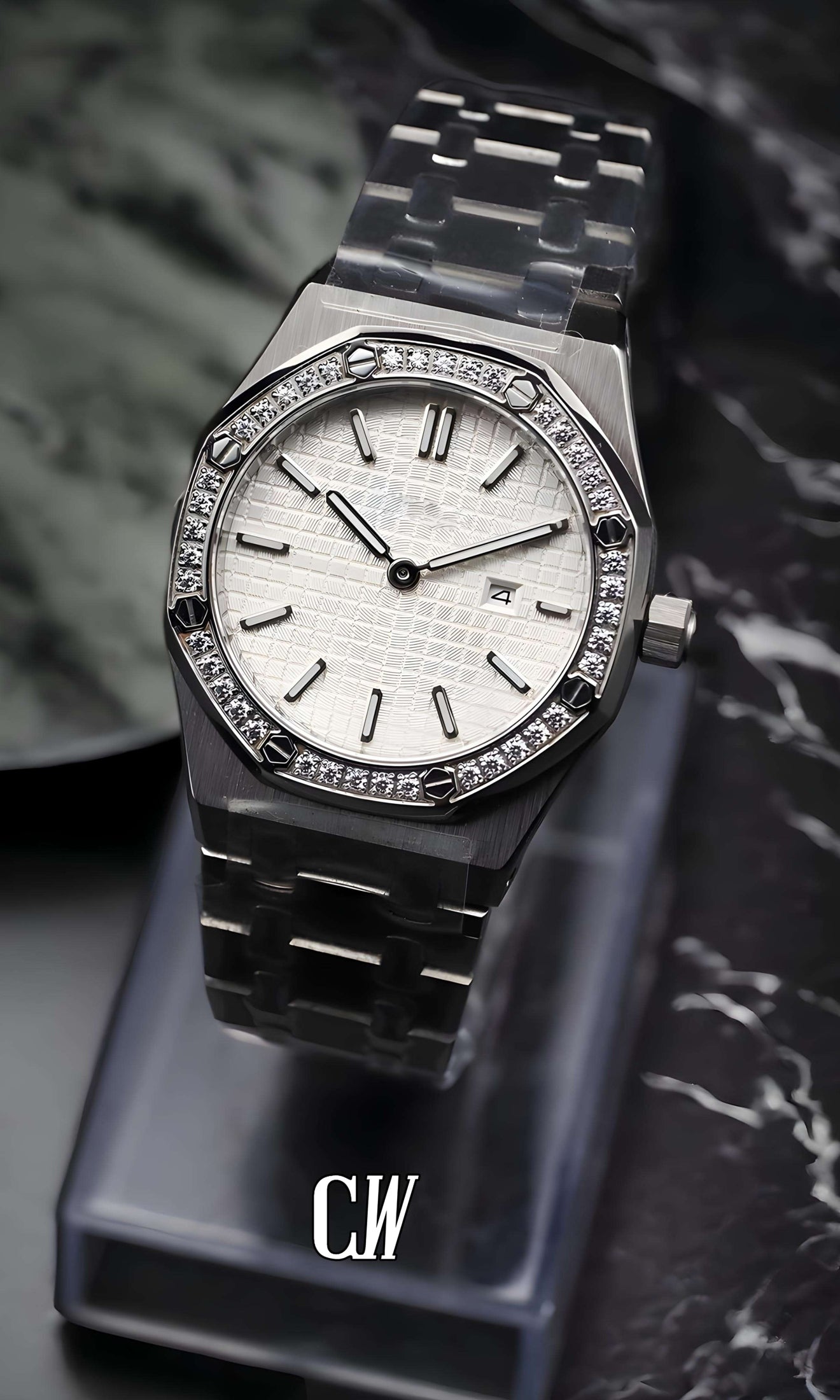 Ladies mod oak watch iced 'white'-Circa Watch Labs