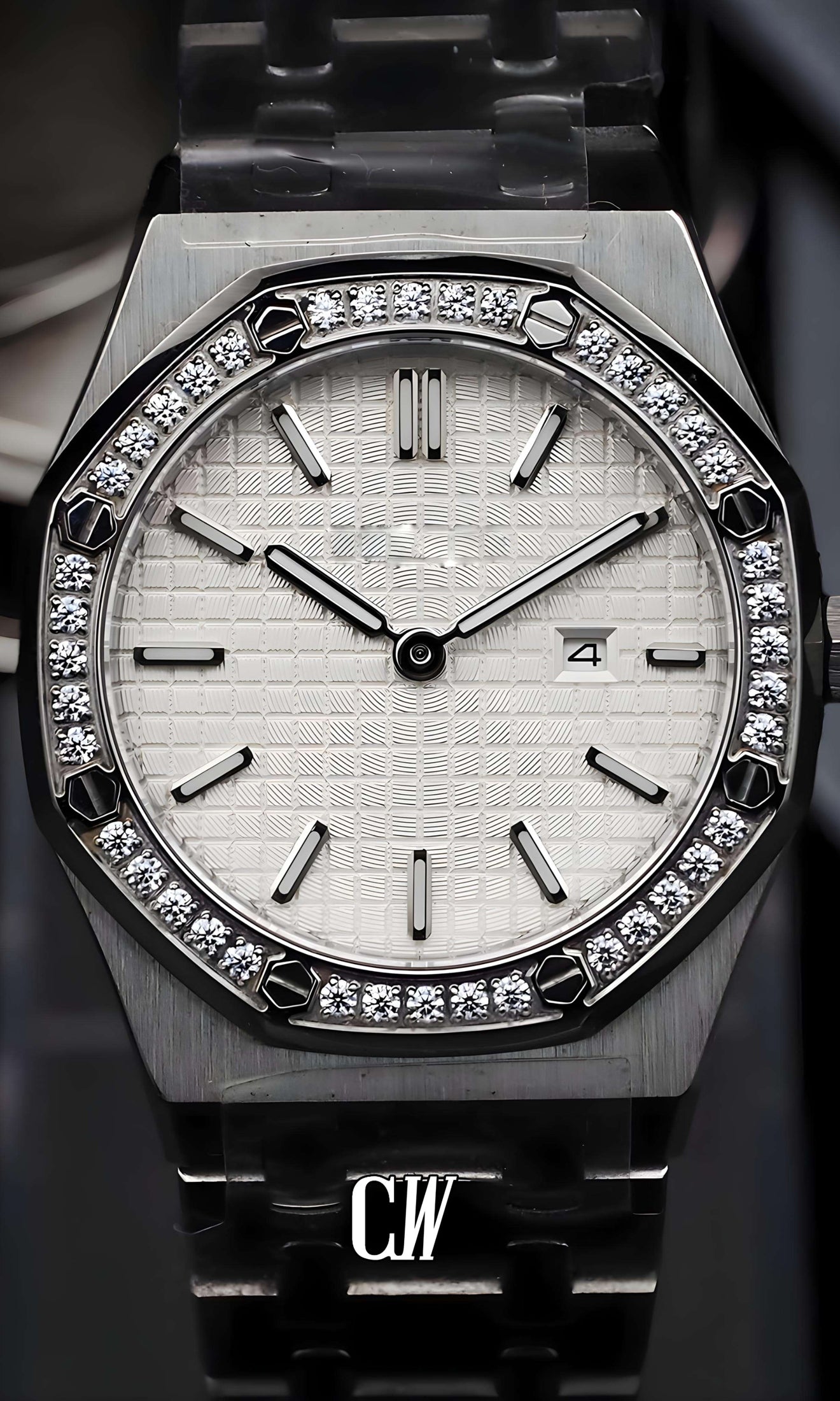 Ladies mod oak watch iced 'white'-Circa Watch Labs