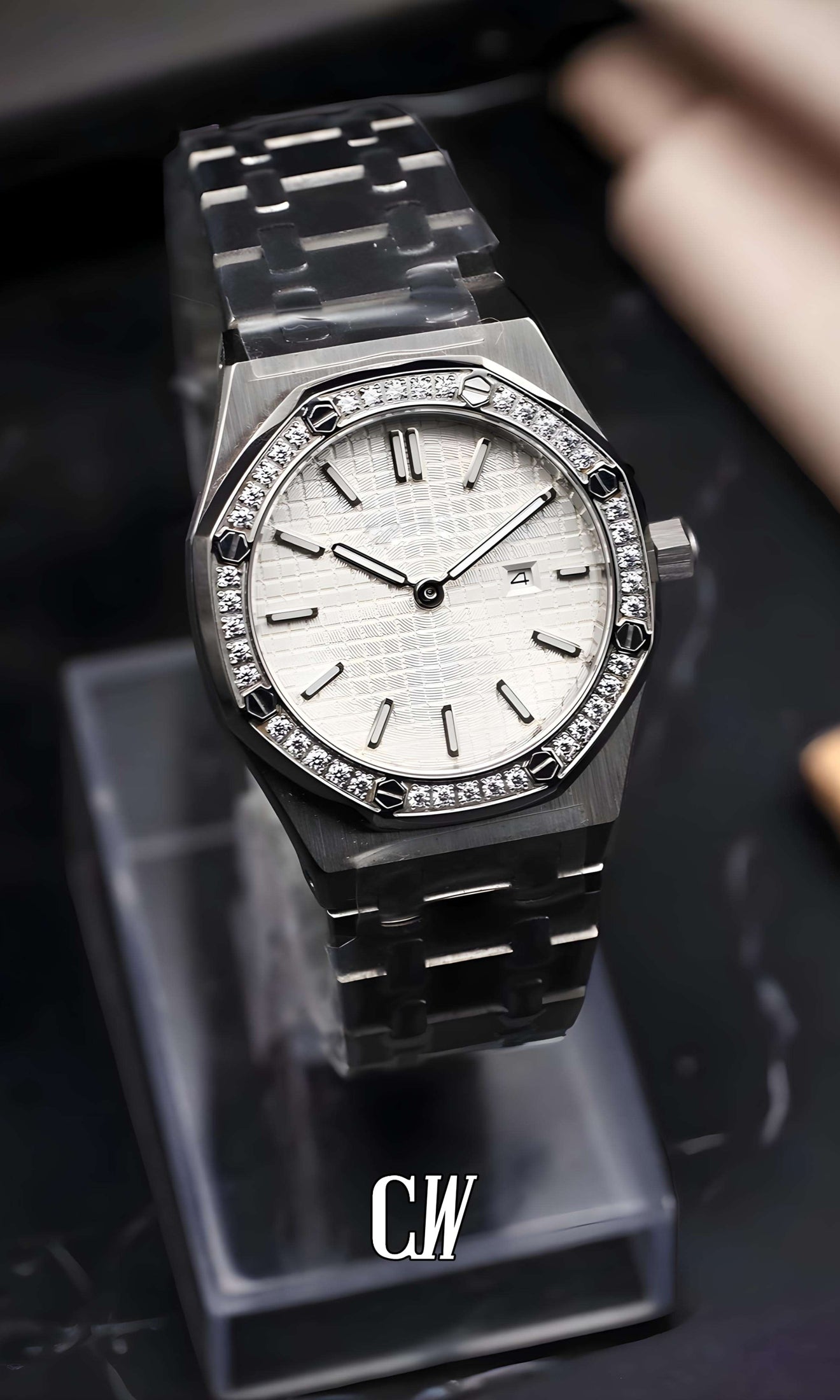 Ladies mod oak watch iced 'white'-Circa Watch Labs
