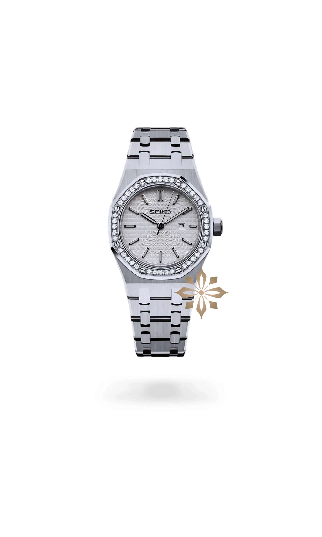 Ladies mod oak watch iced 'white'-Circa Watch Labs
