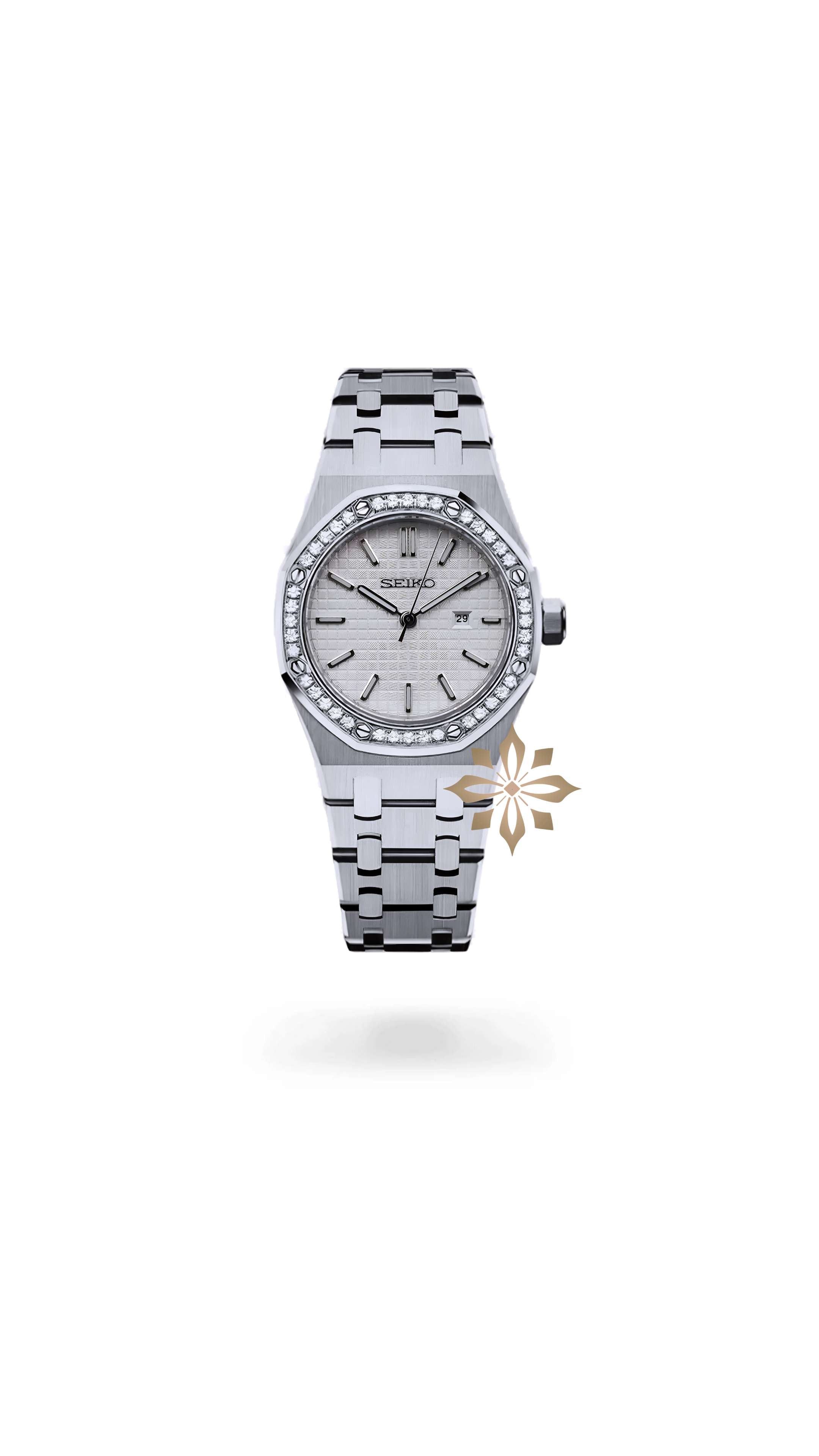 Ladies mod Royal Seikoak watch iced 'white'