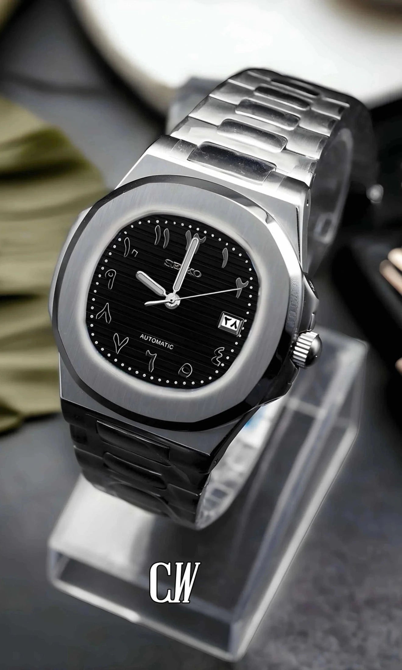 Nautiko mod watch arabic black-Circa Watch Labs