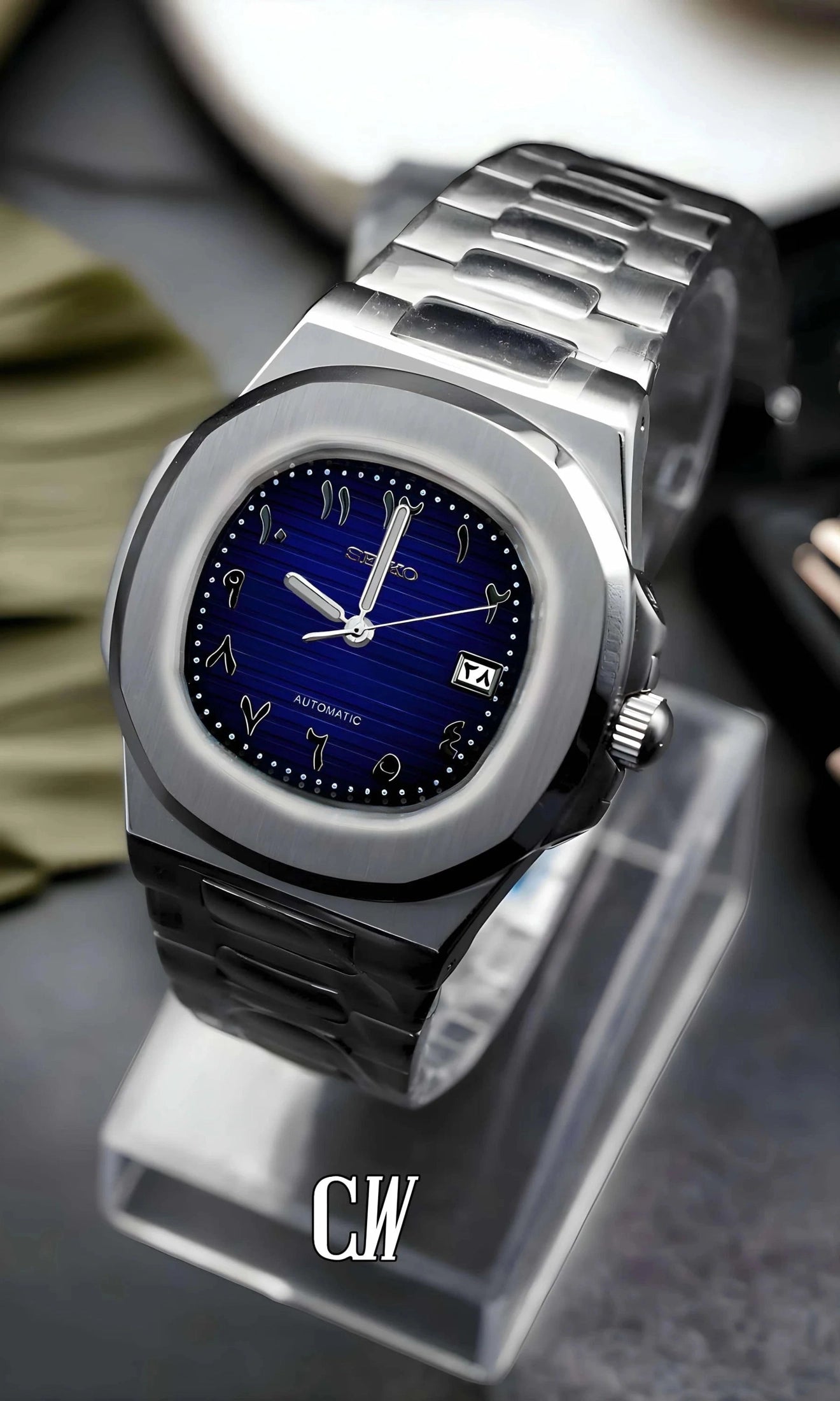 Nautiko mod watch arabic blue-Circa Watch Labs