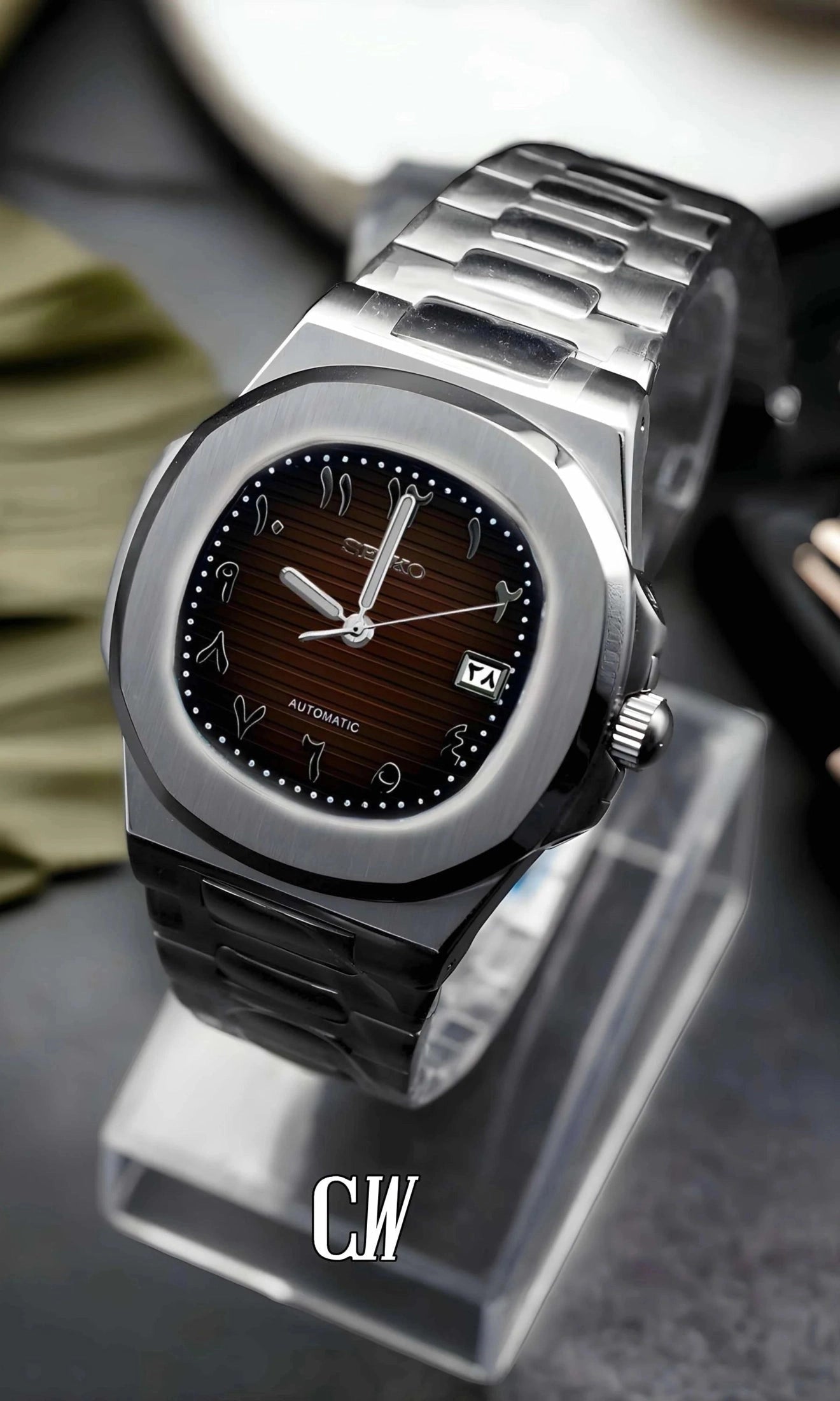 Nautiko mod watch arabic brown-Circa Watch Labs