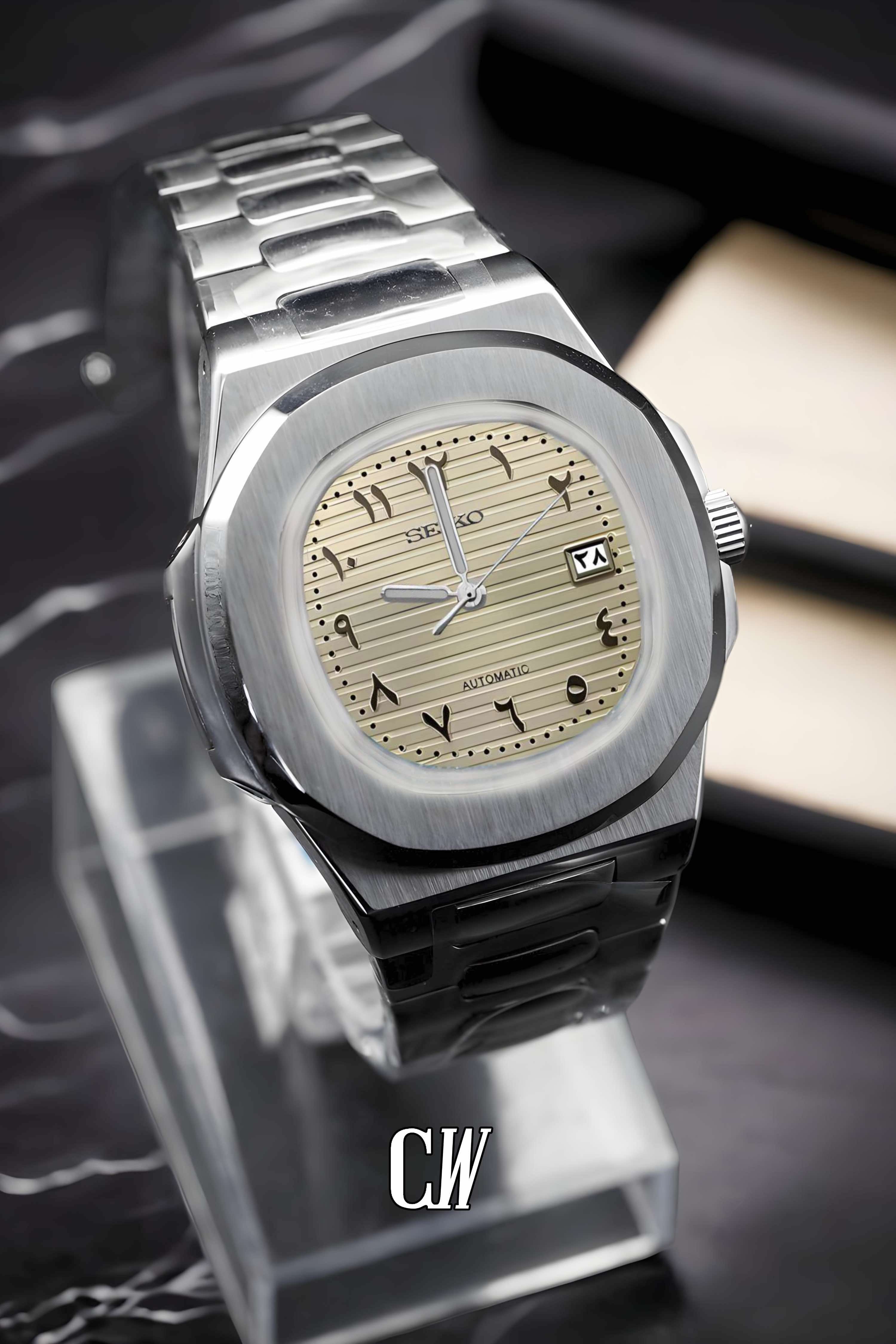 Seikonautilus mod watch arabic beige