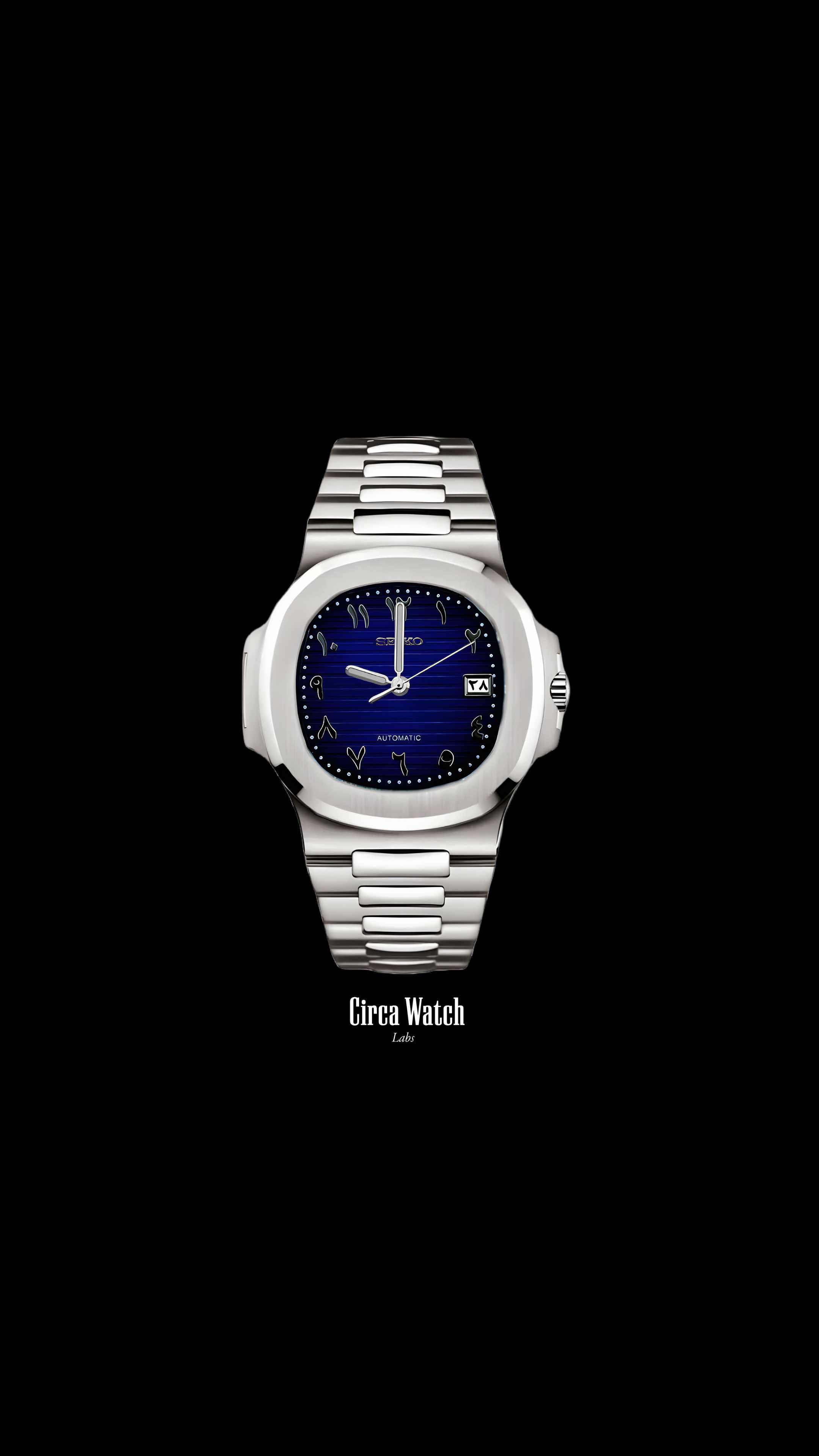 Seikonautilus mod watch arabic blue