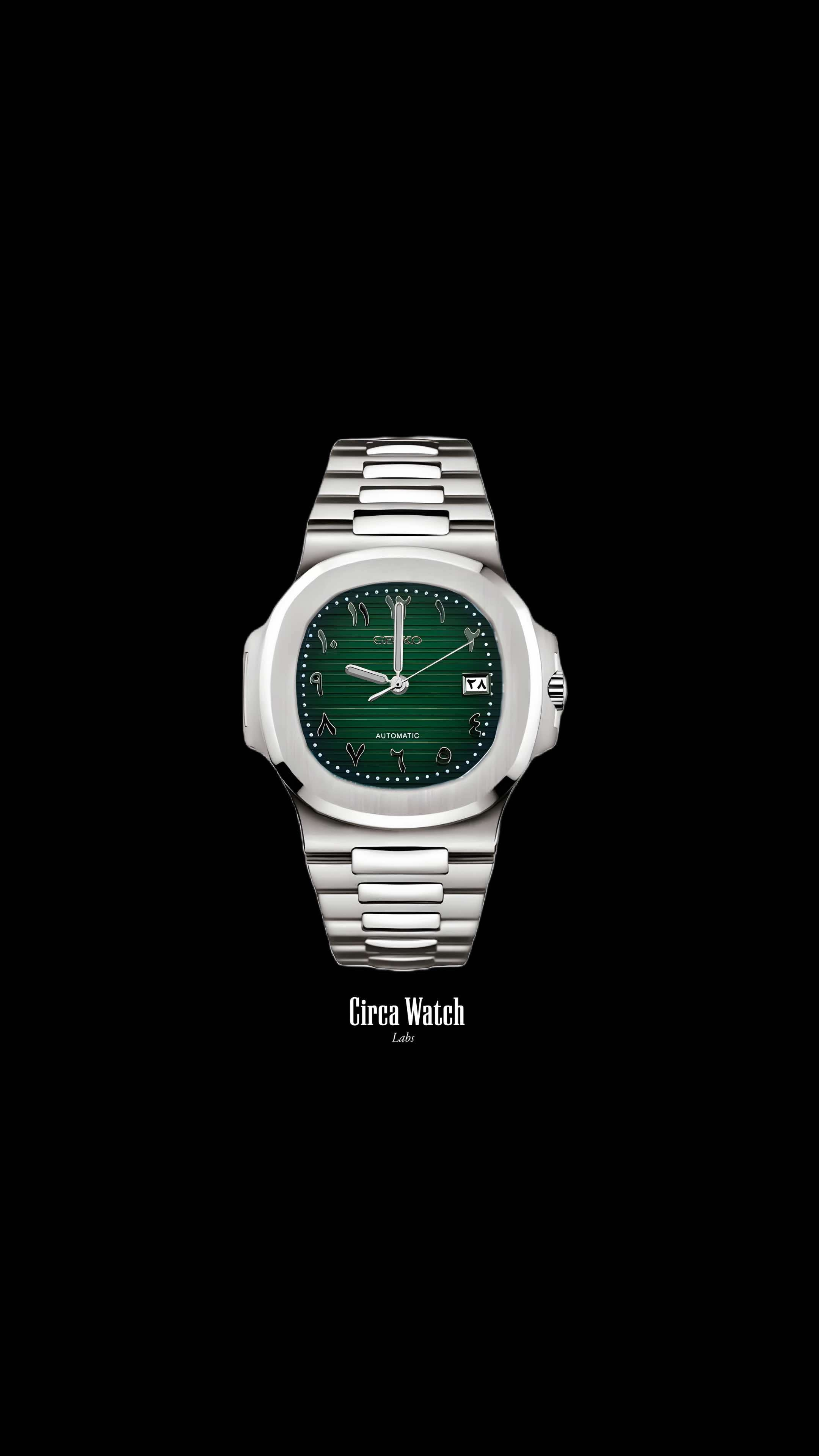 Seikonautilus mod watch arabic green