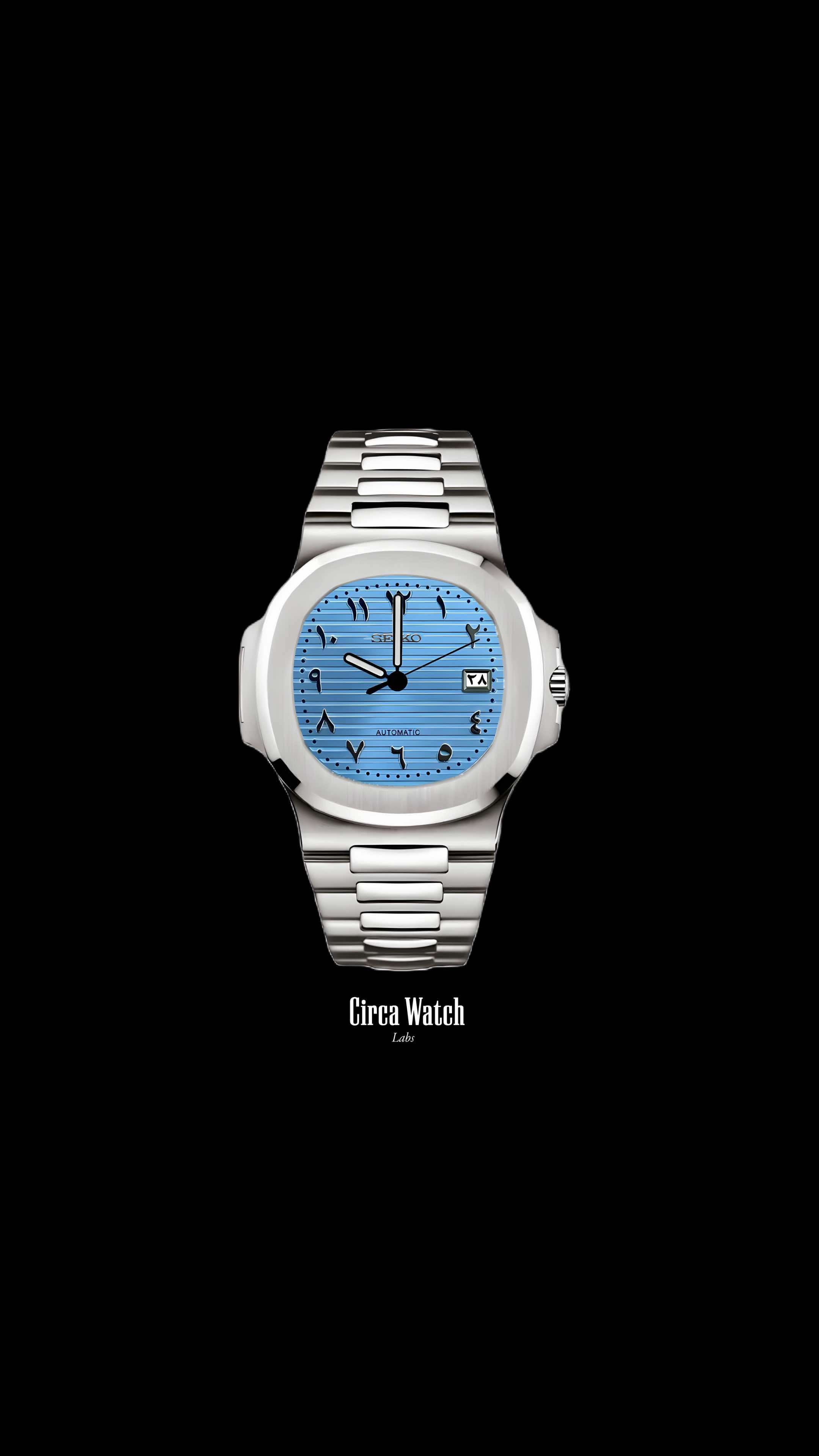 Seikonautilus mod watch arabic ice blue - Circa Watch Labs