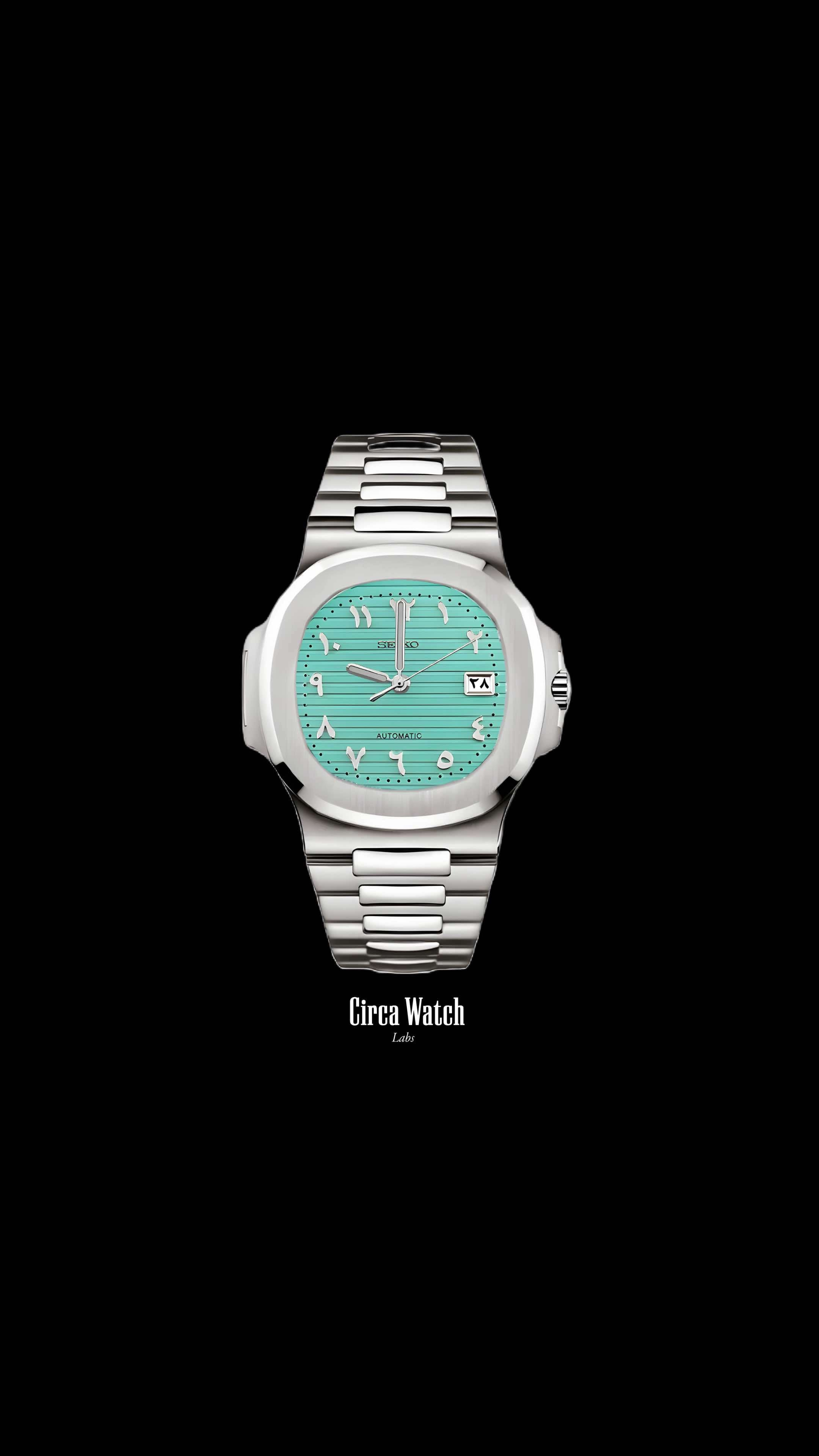 Seikonautilus mod watch arabic Tiffany blue - Circa Watch Labs