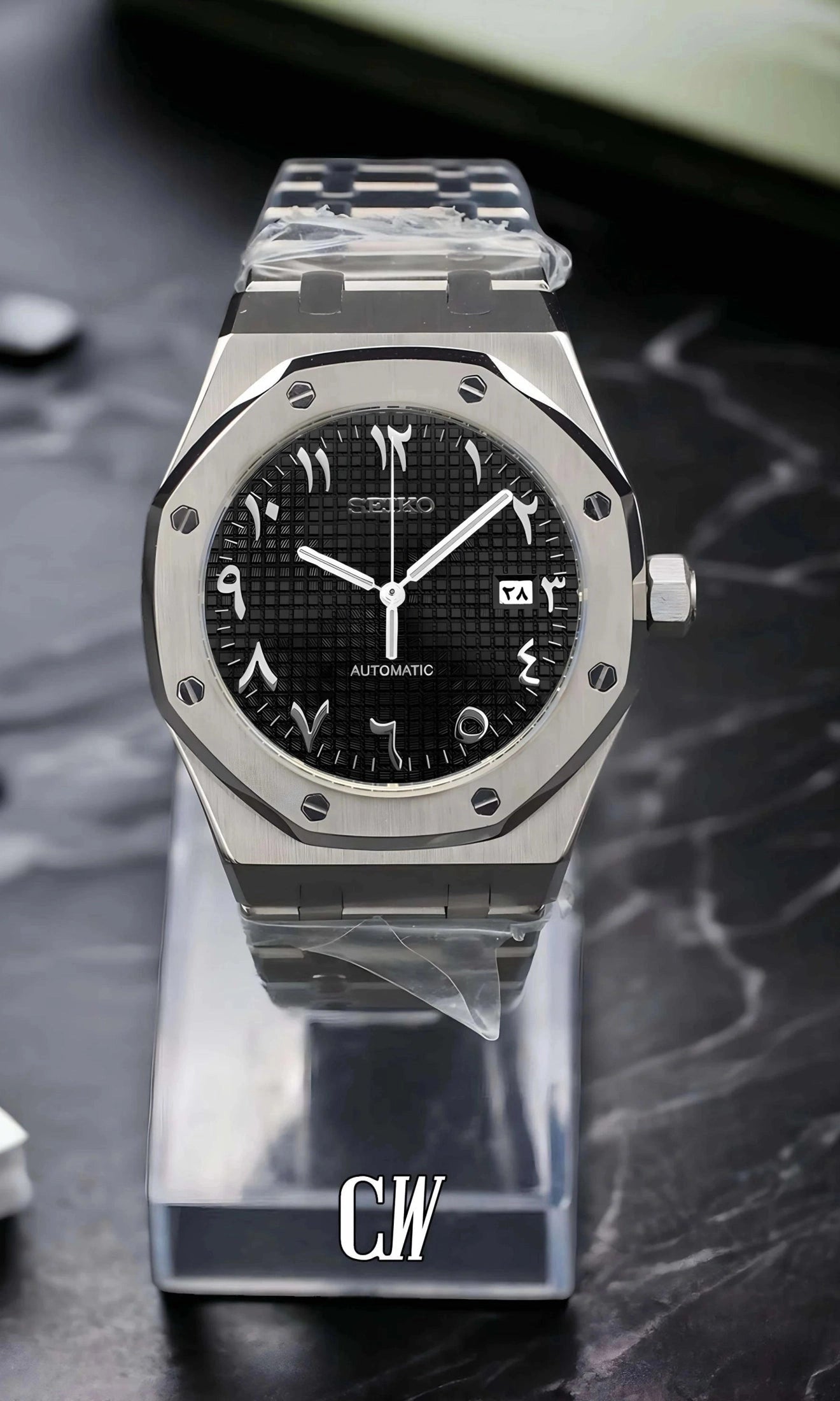 Oak mod automatic watch 'black' arabic-Circa Watch Labs