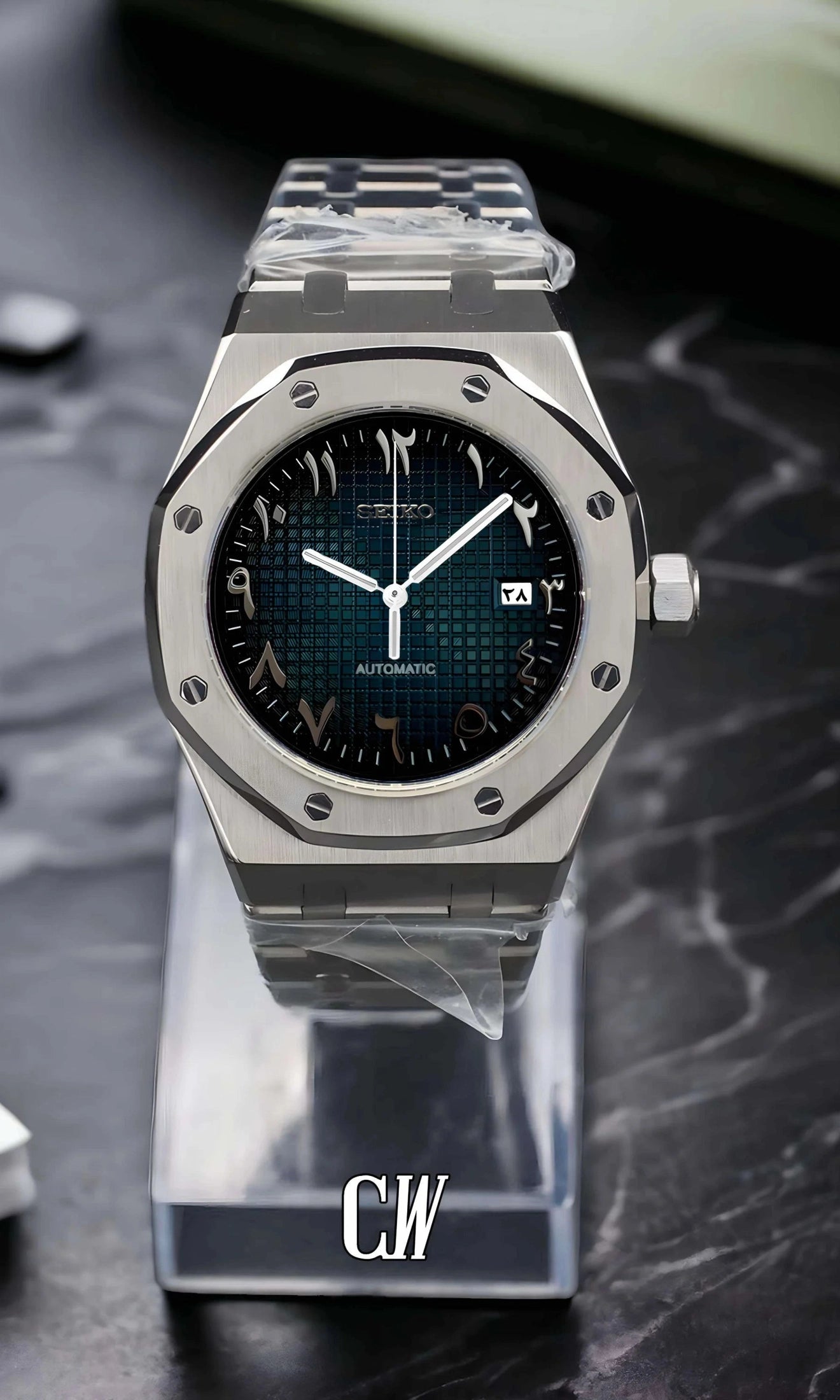 Oak mod automatic watch 'dark blue' arabic-Circa Watch Labs