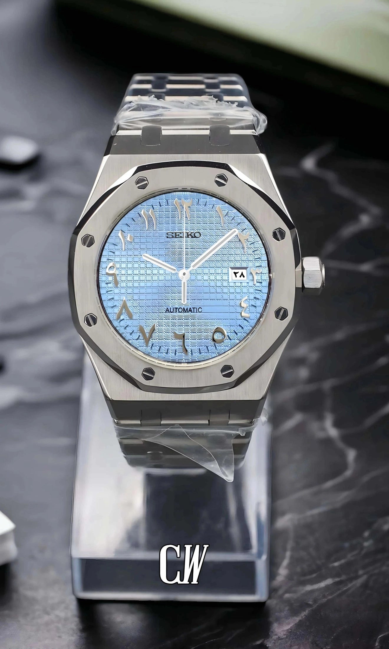 Oak mod automatic watch 'ice blue' arabic-Circa Watch Labs