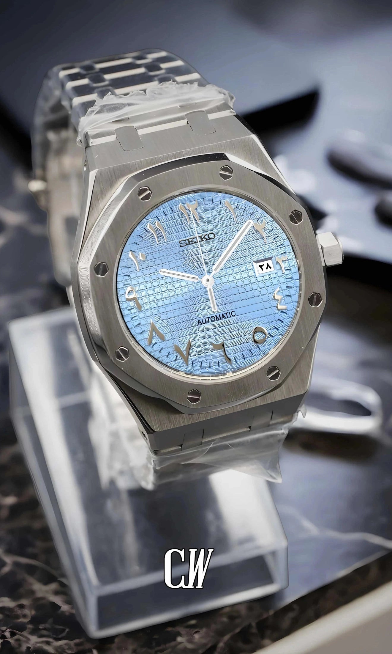 Oak mod automatic watch 'ice blue' arabic-Circa Watch Labs