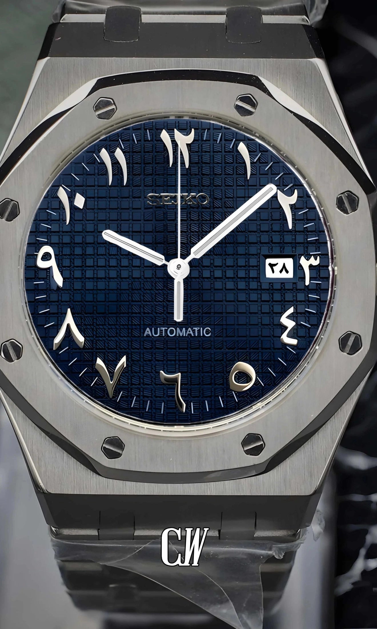 Oak mod automatic watch 'navy blue' arabic-Circa Watch Labs