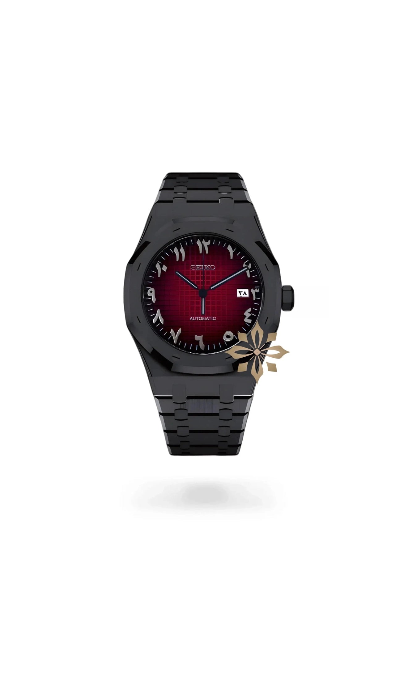 Oak mod automatic watch 'red black' arabic-Circa Watch Labs