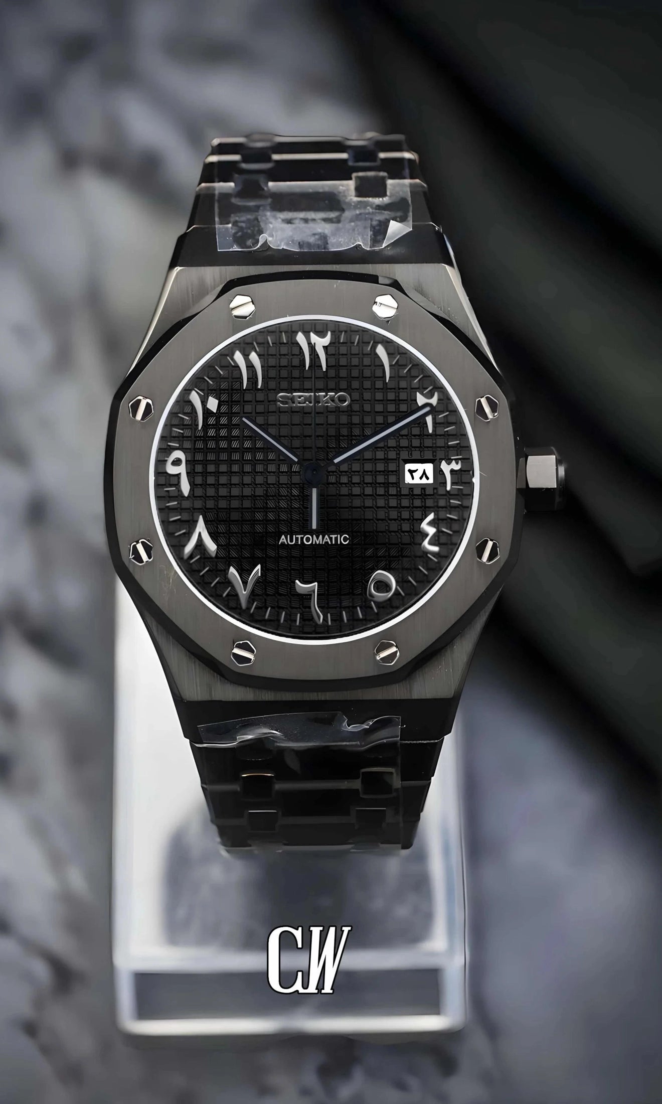Oak mod automatic watch 'triple black' arabic-Circa Watch Labs